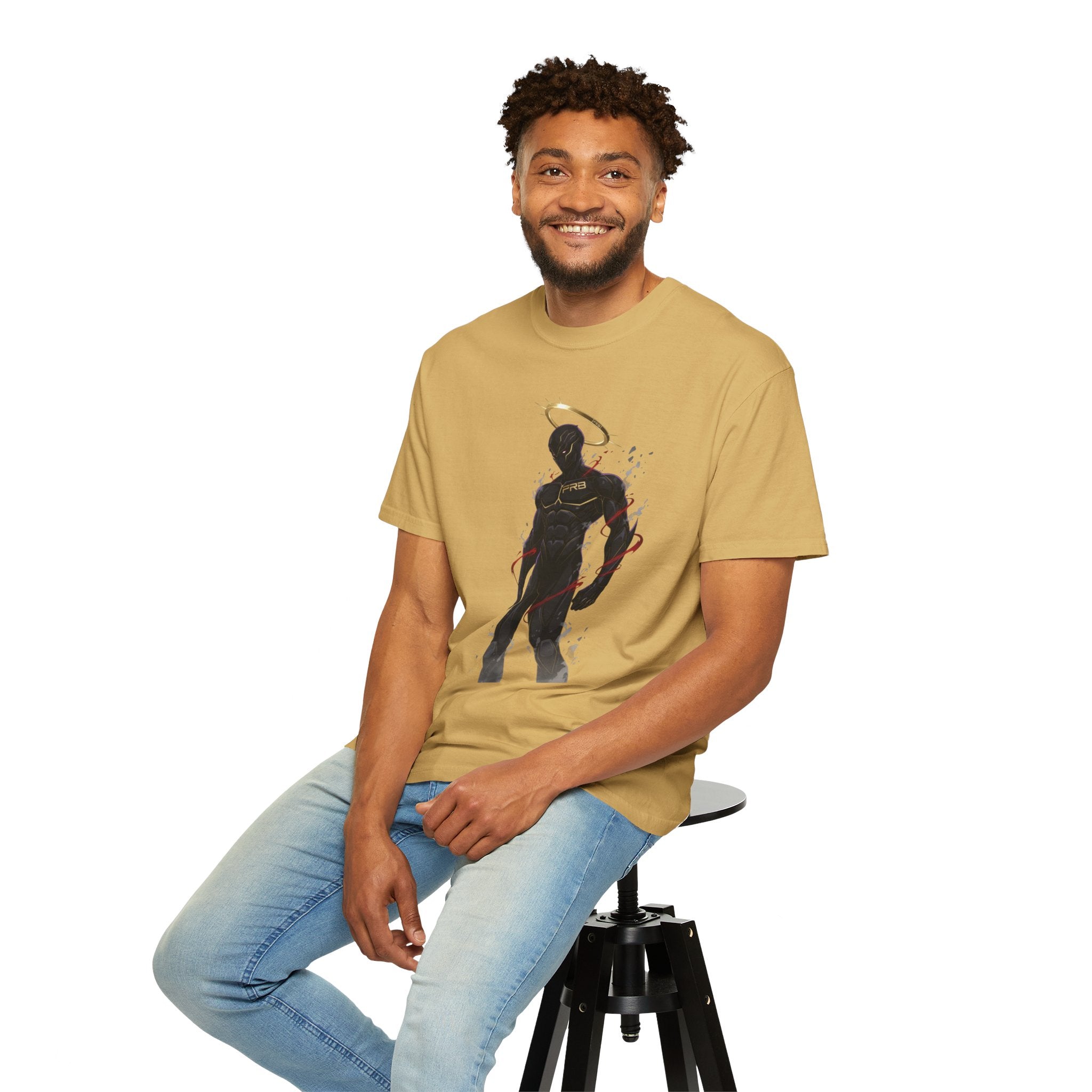 PRB Shadow Hero Graphic T-Shirt — Haloed Vigilante Illustration by Power Runs Black