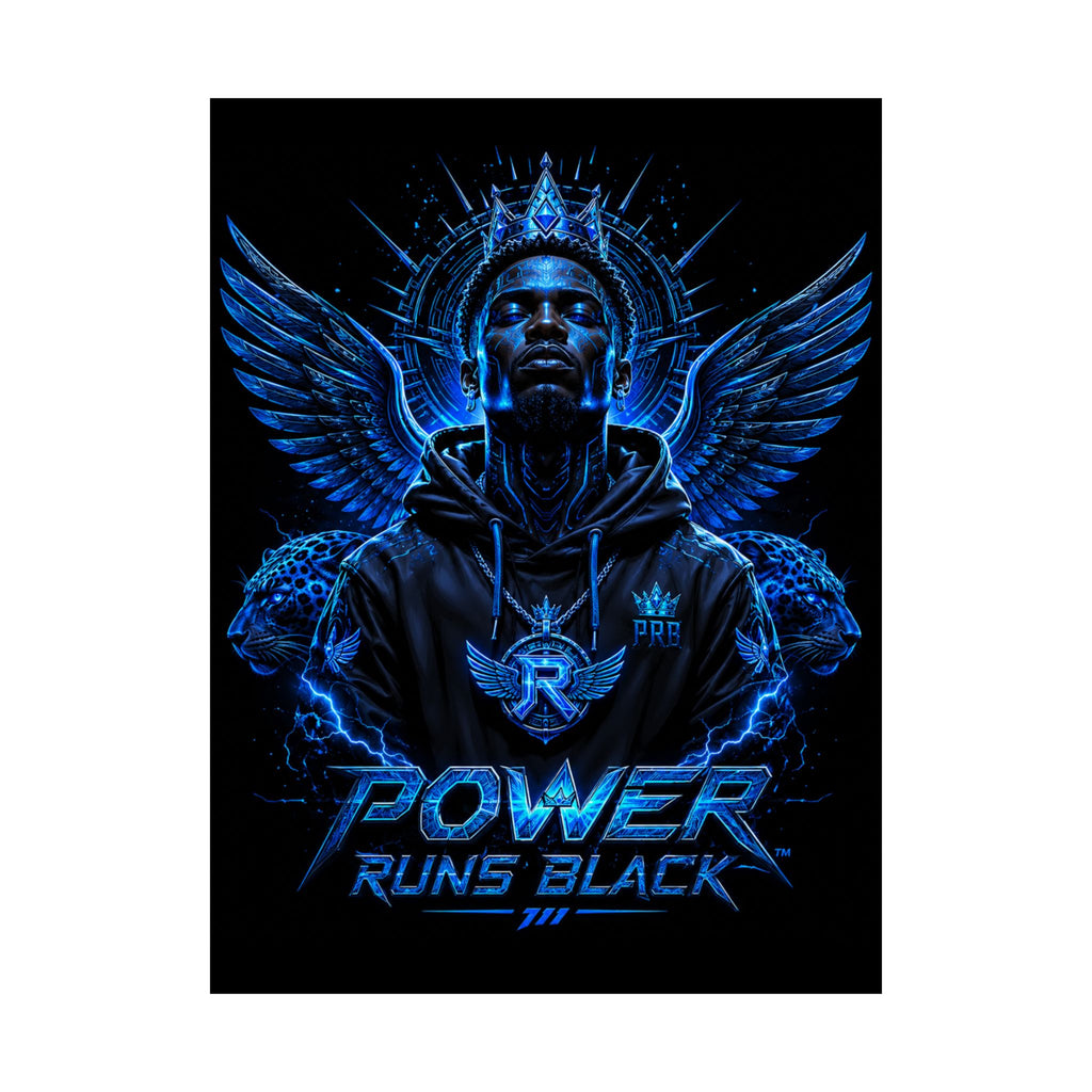 Power Runs Black Matte Poster — Urban Angel Portrait Wall Art by Power Runs Black