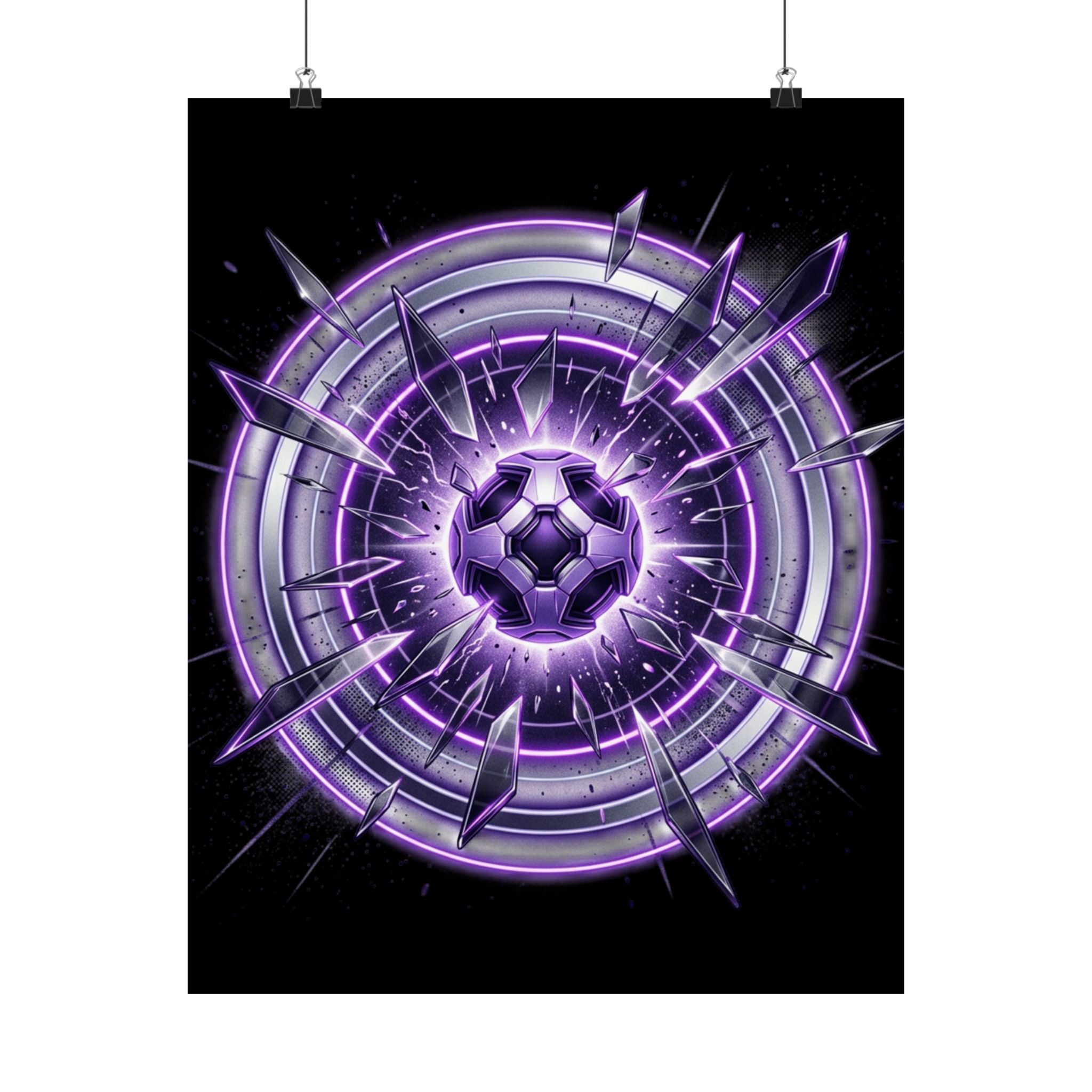Power Runs Black Purple Energy Shield Matte Poster by Power Runs Black