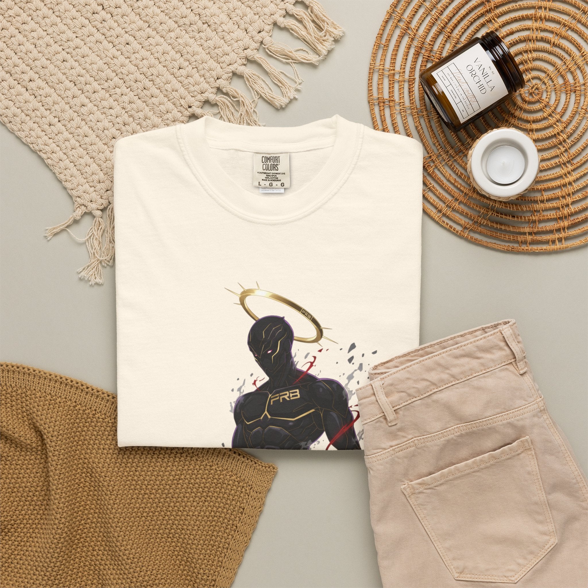 PRB Shadow Hero Graphic T-Shirt — Haloed Vigilante Illustration by Power Runs Black