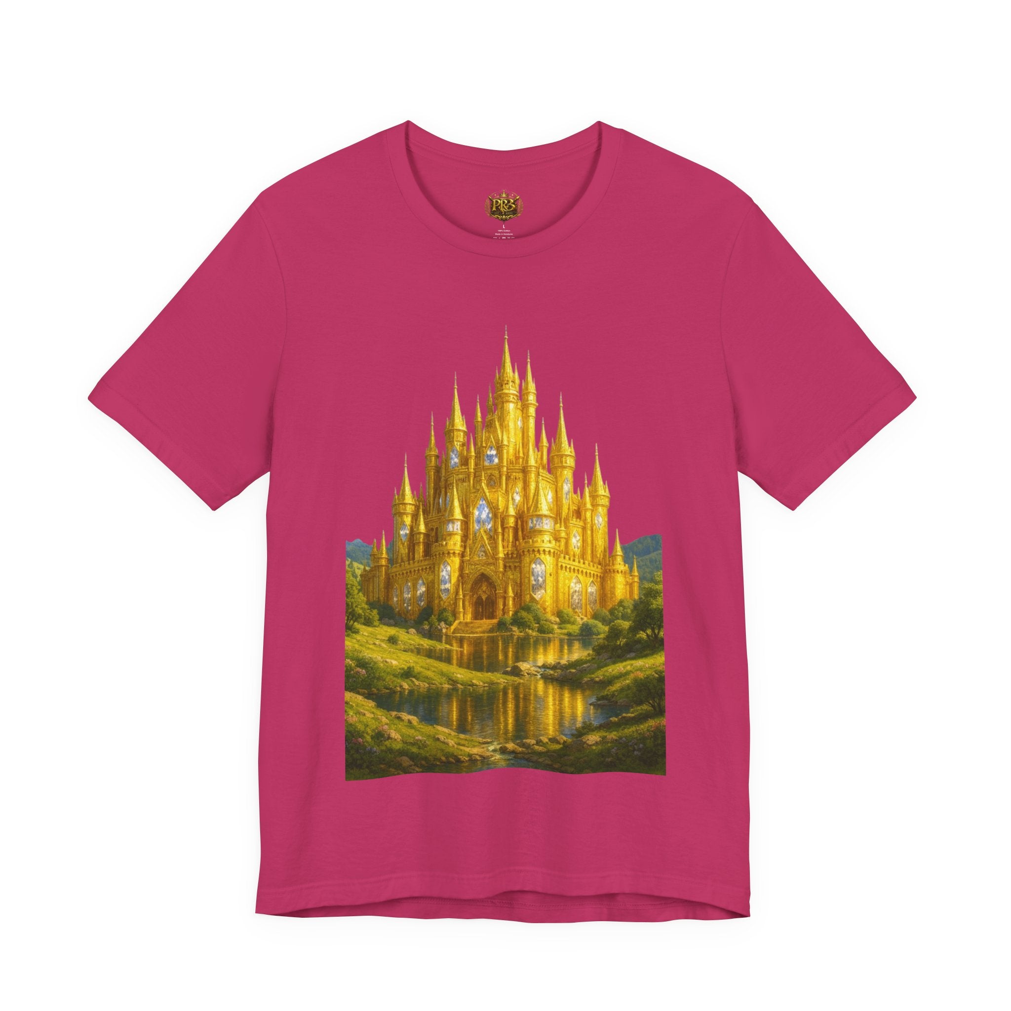 PRB Golden Fantasy Castle Tee | Magical Kingdom Illustration, Fairytale Scene by Power Runs Black