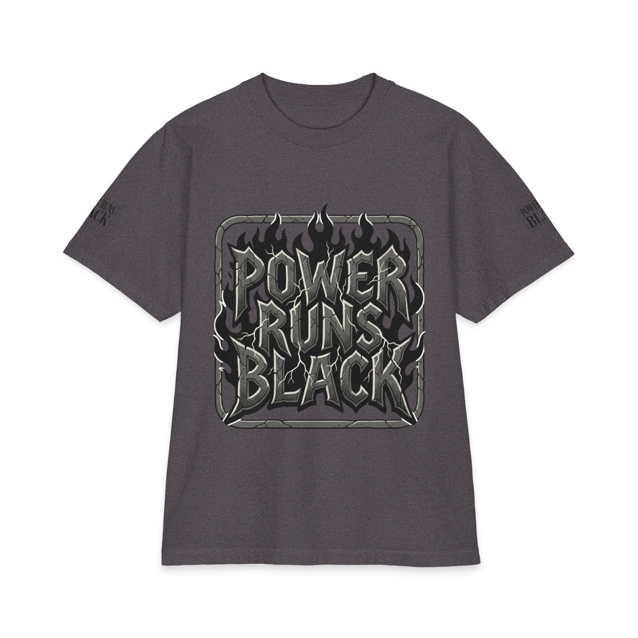 Power Runs Black Graphic T-Shirt — Bold Monochrome Streetwear by Printify