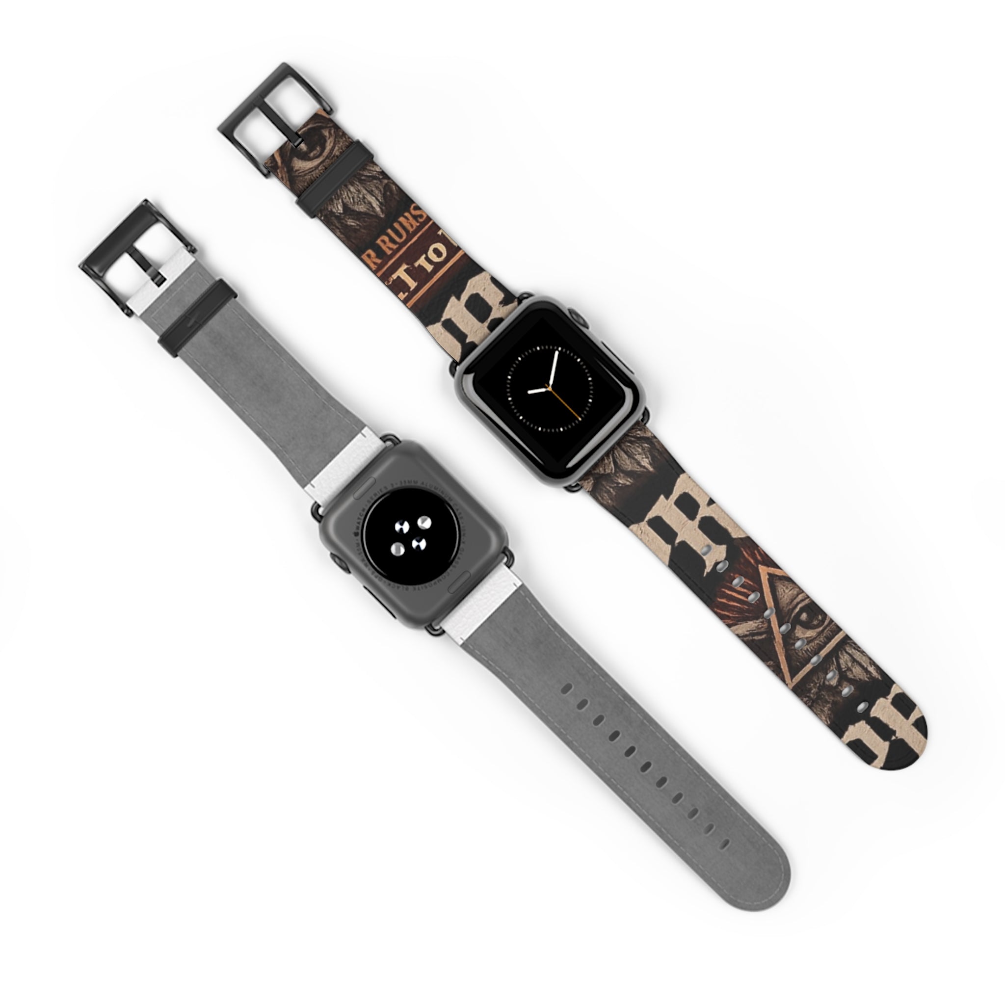 Power Runs Black PRB Blackline Tech Mystic All-Seeing Eye Watch Band — Vintage Occult Graphic Apple Watch Strap by Power Runs Black