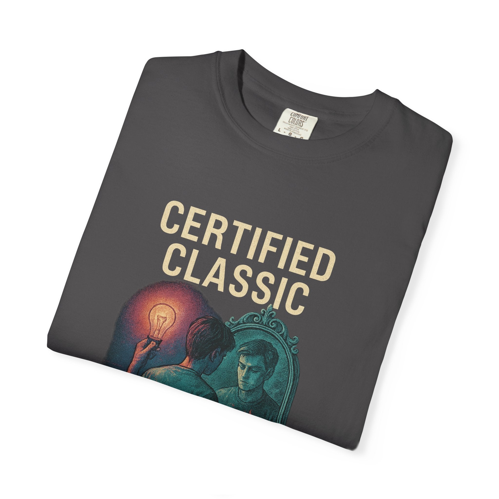 PRB Certified Classic Mirror Illustration T-shirt | Retro Mystic Artwork by Power Runs Black