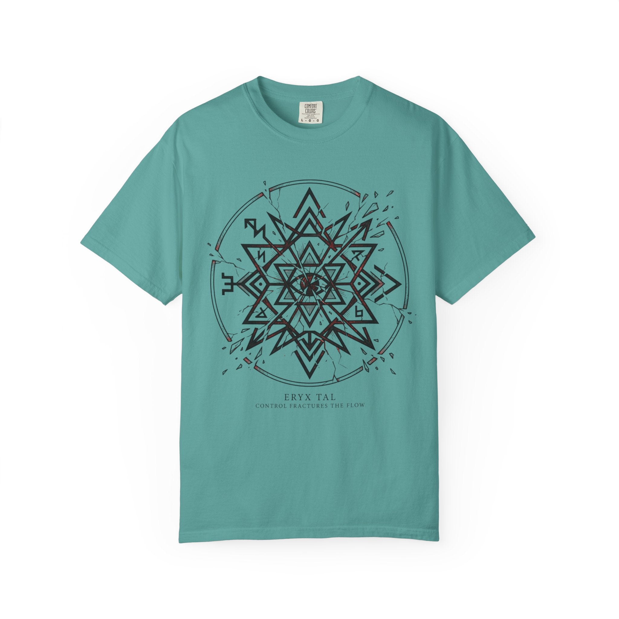 Power Runs Black PRB Eryx Tal Geometric Mandala T-Shirt — Symmetric Star Graphic Tee by Power Runs Black