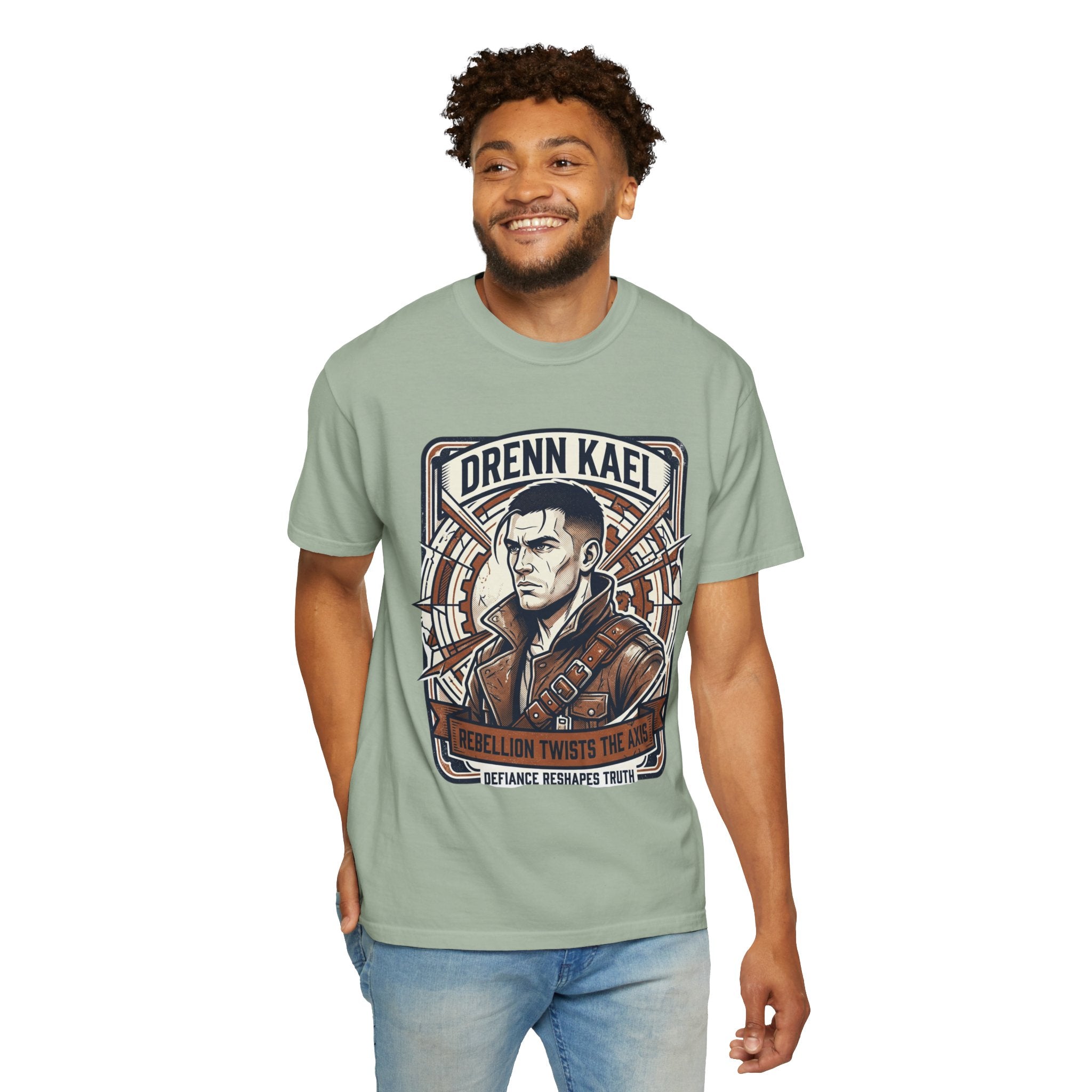 Power Runs Black PRB Drenn Kael Portrait T-Shirt — "Rebellion Twists the Axis" Graphic Tee by Power Runs Black