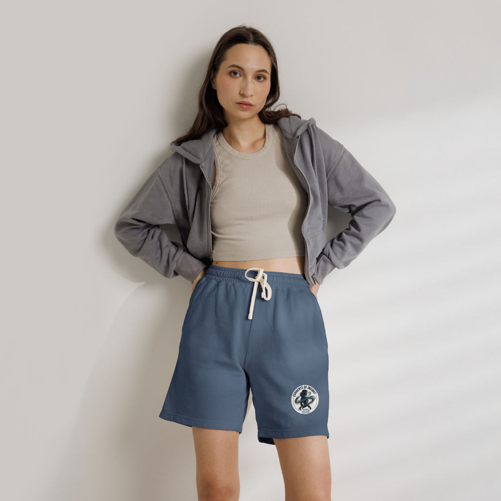 Power Runs Black Lightweight Fleece Sweat Shorts — Vintage Surf Patch by Power Runs Black