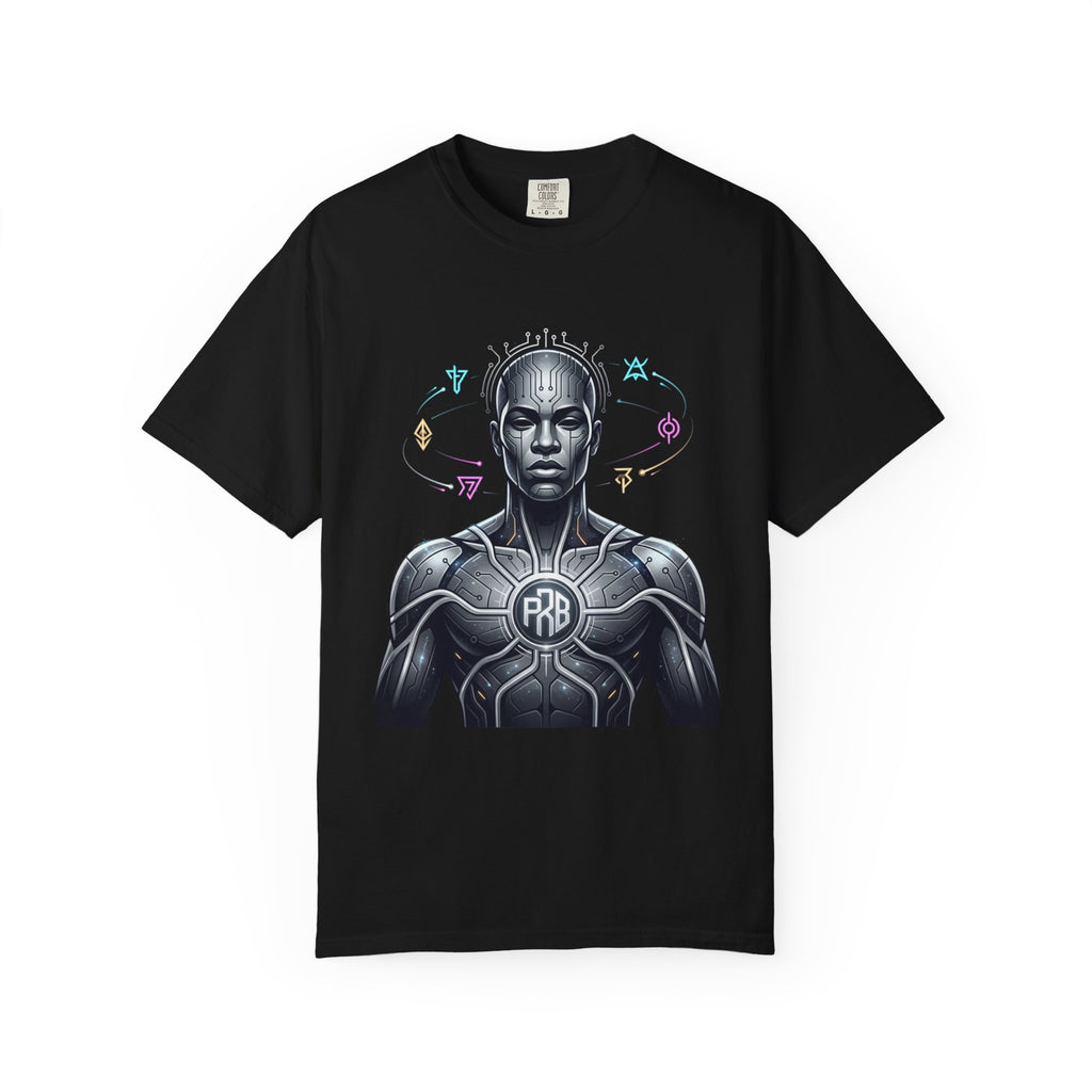 Printify PRB Algorithm God: Cosmic Processor 4K — Cybernetic Warrior T-Shirt | - T-Shirt