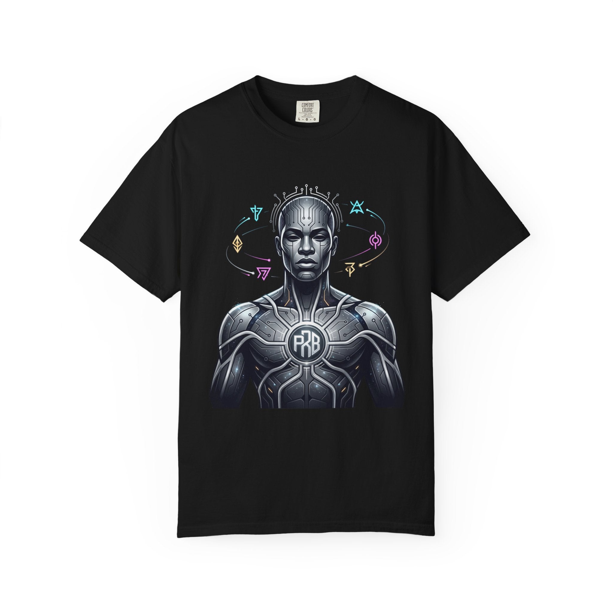 Printify PRB Algorithm God: Cosmic Processor 4K — Cybernetic Warrior T-Shirt | - T-Shirt