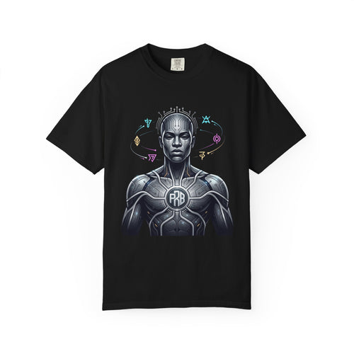 Printify PRB Algorithm God: Cosmic Processor 4K — Cybernetic Warrior T-Shirt | - T-Shirt