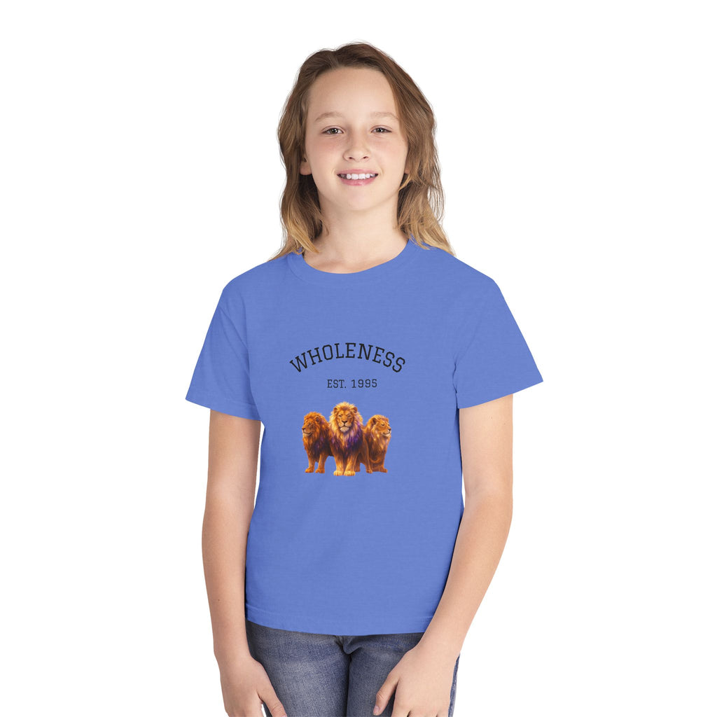 Power Runs Black PRB Youth Tee — "Wholeness Est. 1995" Lion Graphic Kids Shirt by Power Runs Black