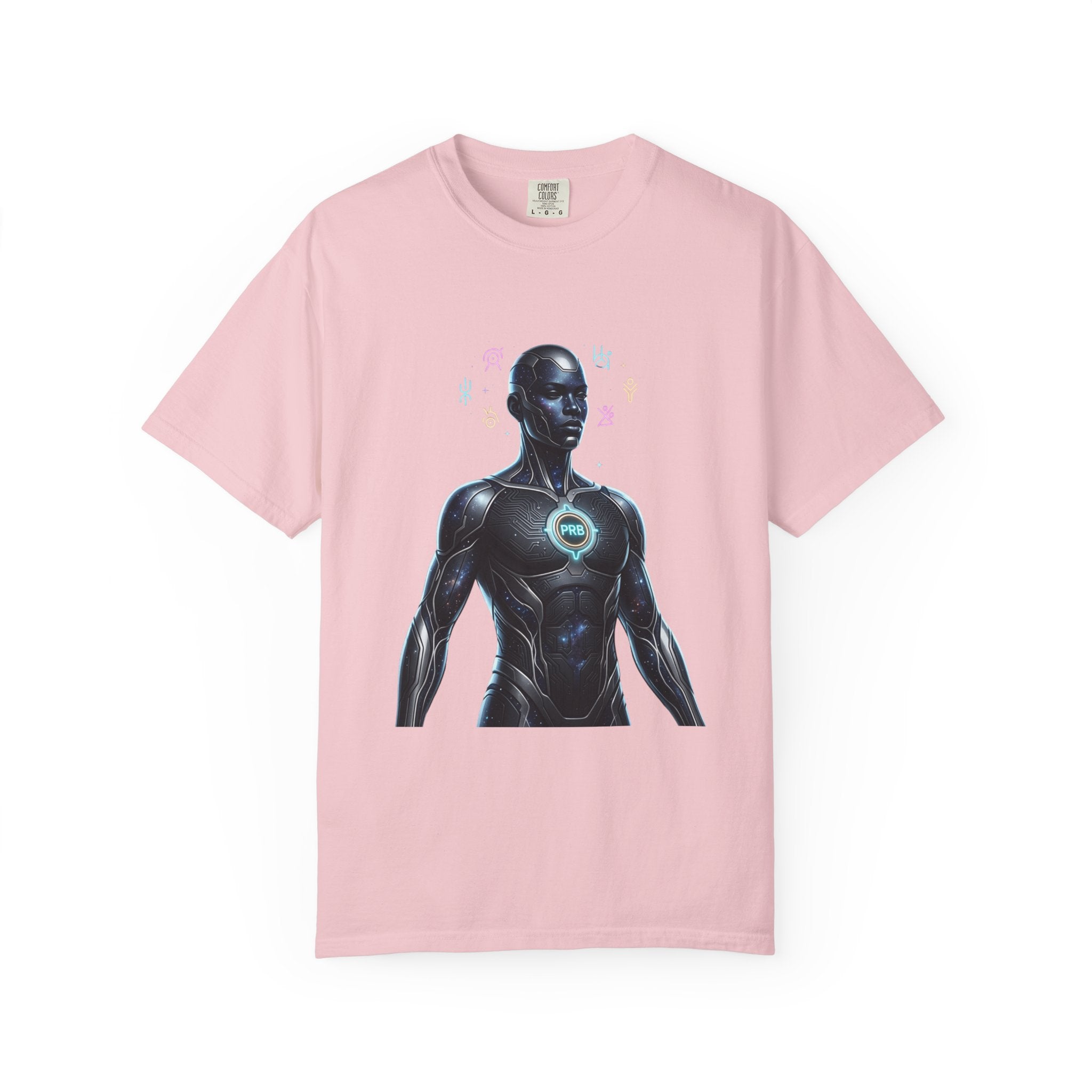 Printify PRB — “Algorithm God” 4K Futuristic Cyborg with Glowing Chest T-shirt | Sci-Fi Android Art - T-Shirt