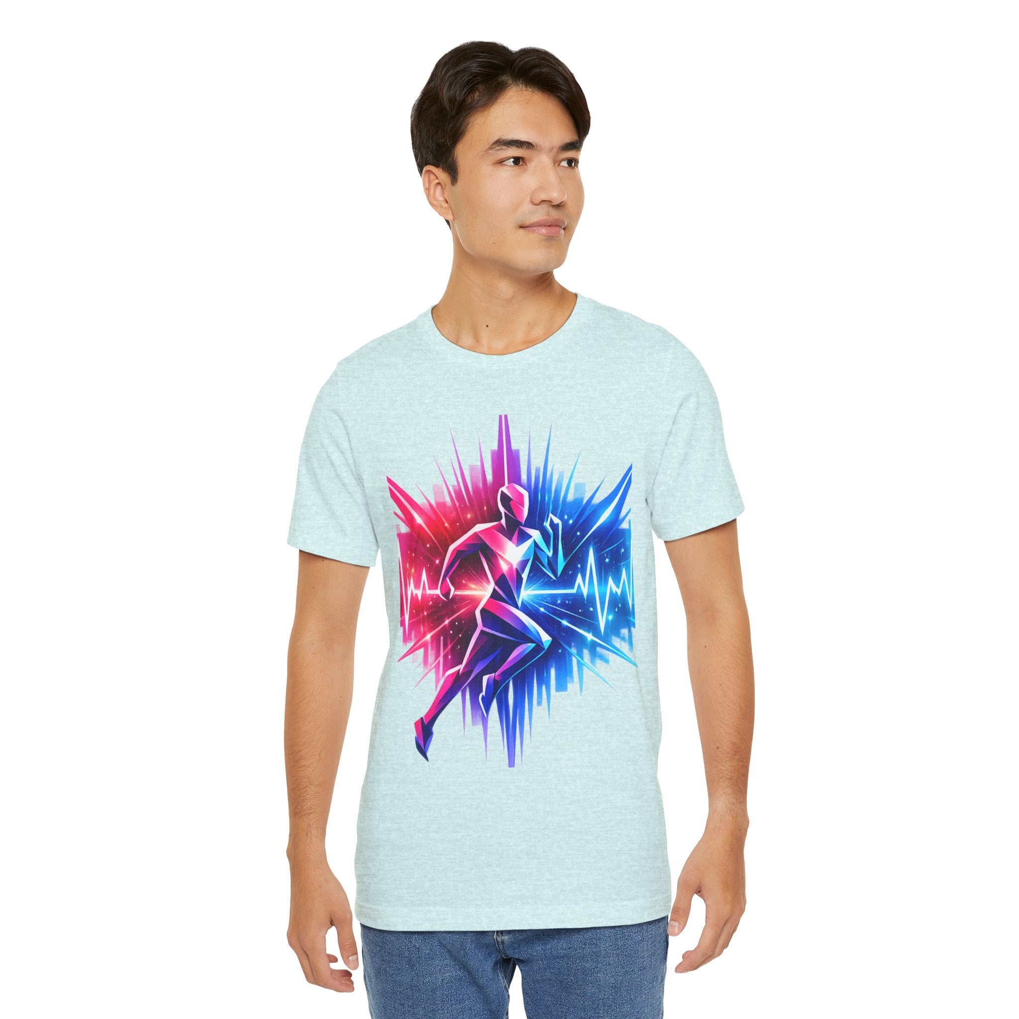 Power Runs Black PRB Running Pulse Graphic Tee — Neon Runner Heartbeat Sports T‑Shirt by Power Runs Black