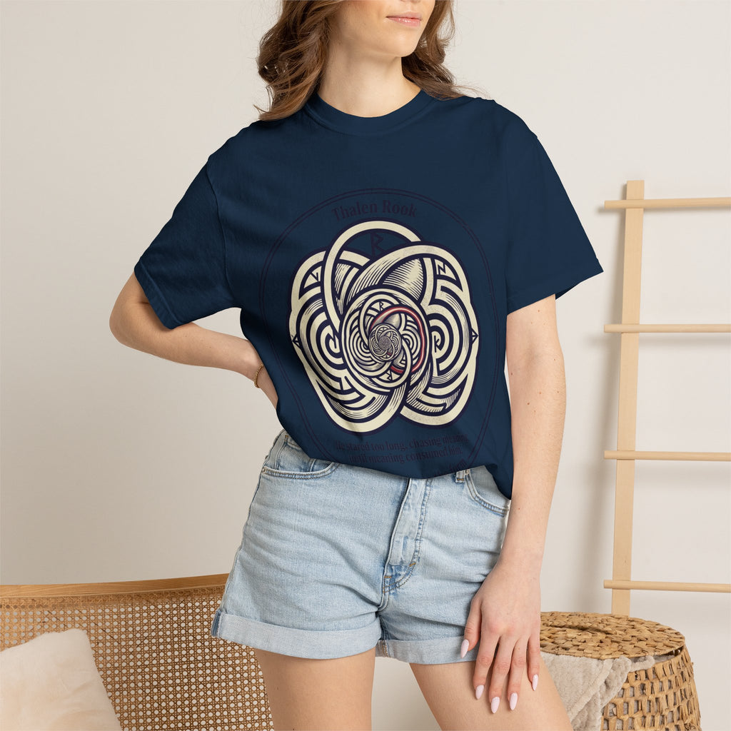 Power Runs Black PRB Thalen Rook Celtic Knot Graphic T-Shirt — "He stared too long..." Quote Tee by Power Runs Black