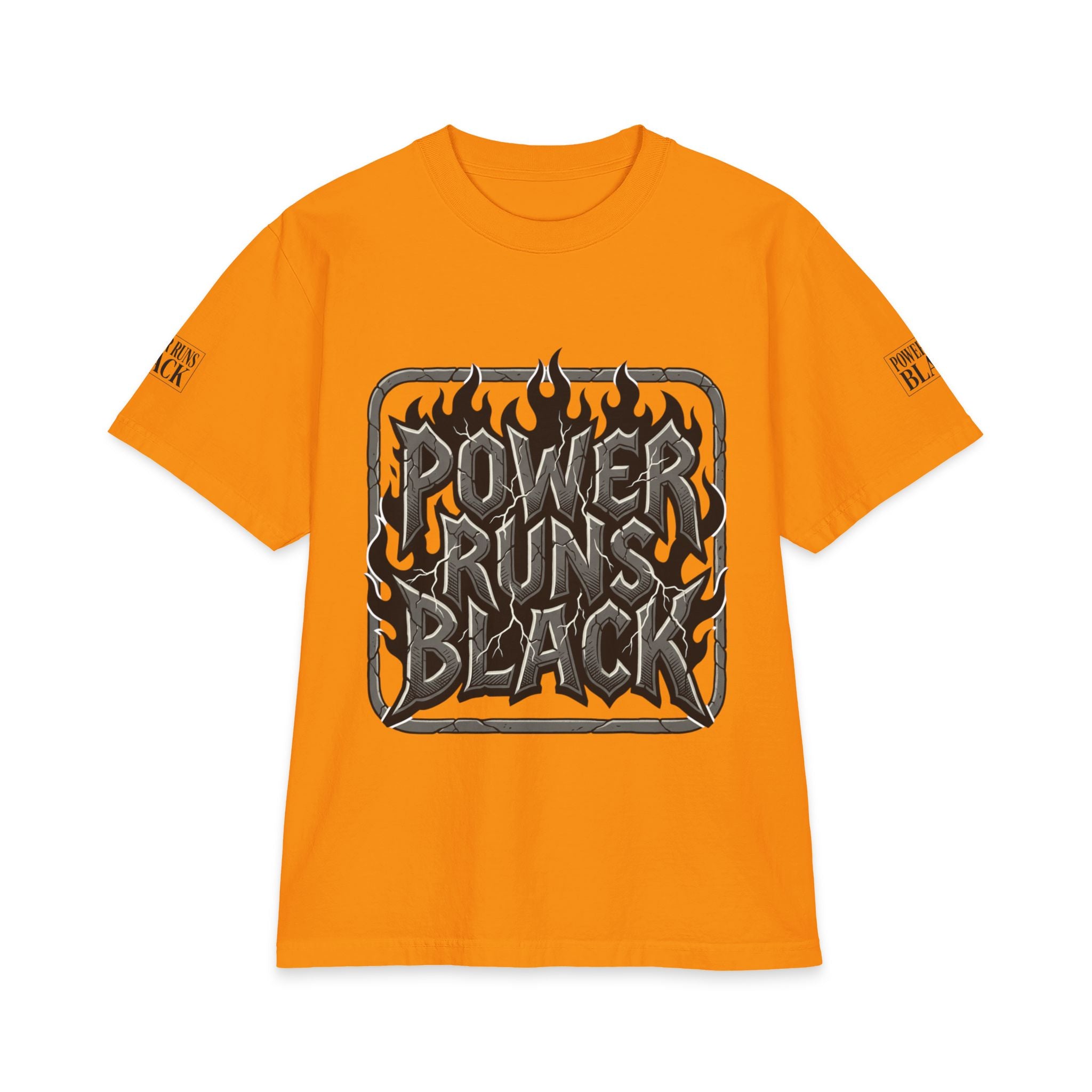 Power Runs Black Graphic T-Shirt — Bold Monochrome Streetwear by Printify