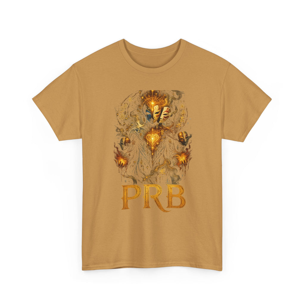 PRB Golden Mystic Mask Graphic Tee — Vintage Nature Illustration T-Shirt by Power Runs Black