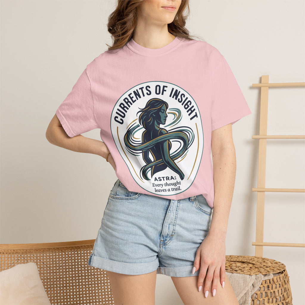 Power Runs Black Currents of Insight T-Shirt — 'Astra: Every thought leaves a trail' Graphic Tee by Power Runs Black