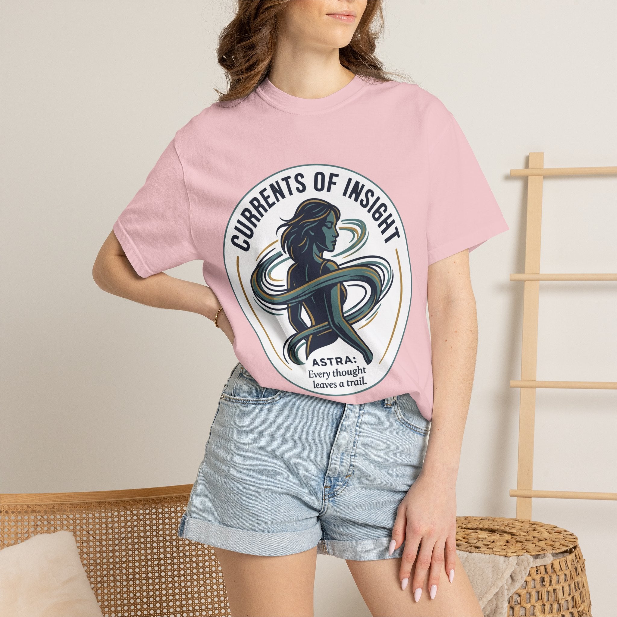 Power Runs Black Currents of Insight T-Shirt — 'Astra: Every thought leaves a trail' Graphic Tee by Power Runs Black