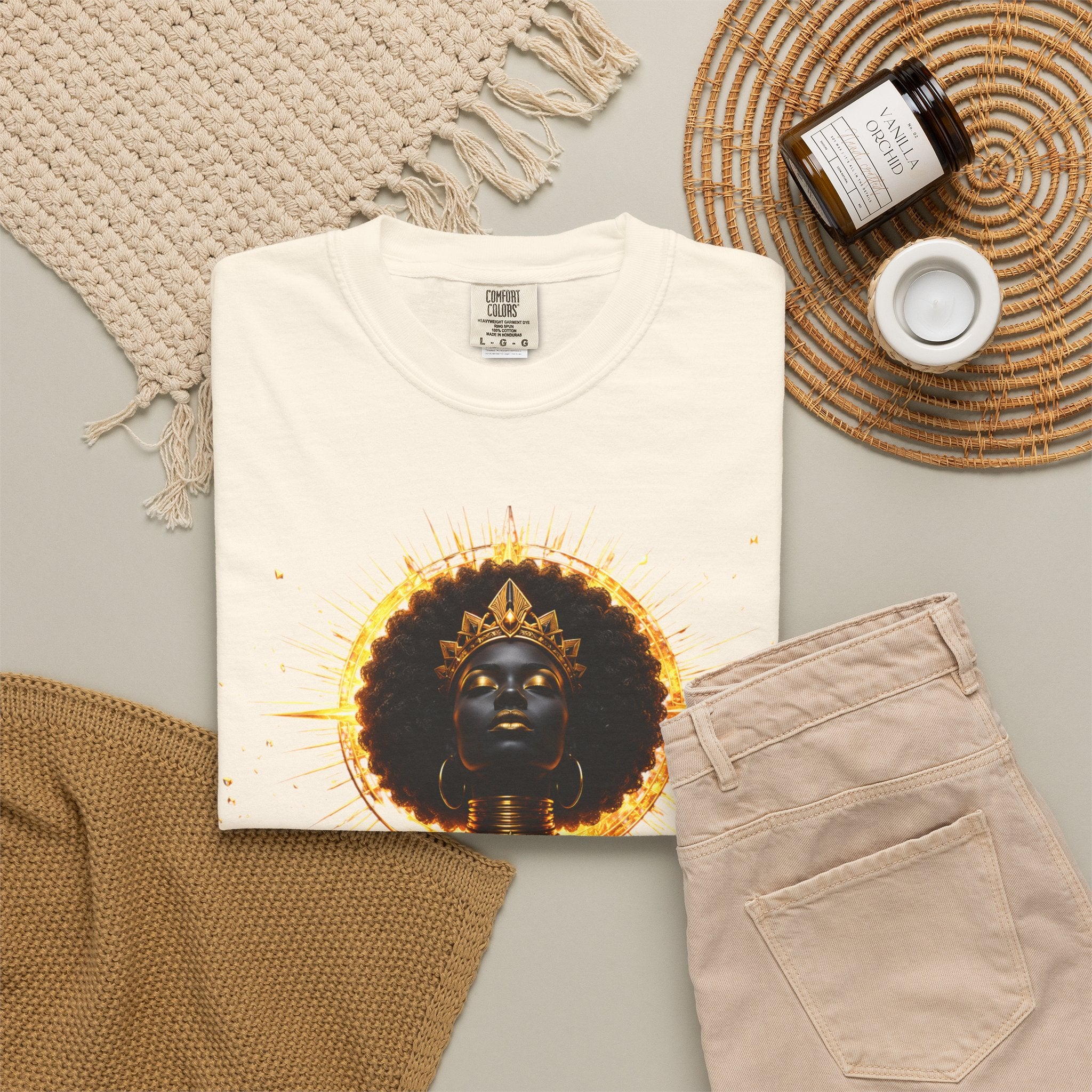 Power Runs Black goddess illustration T-Shirt | Afrocentric black pride design by Power Runs Black