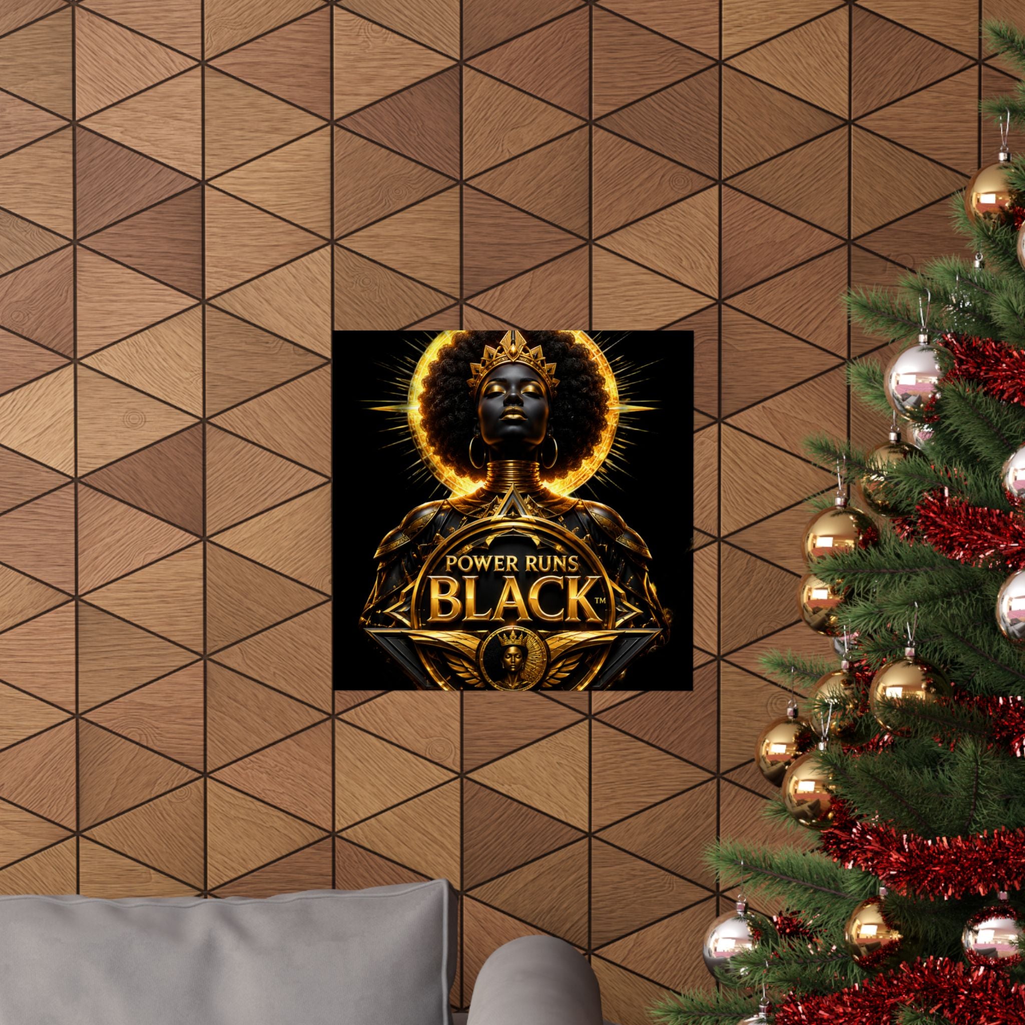 Power Runs Black Matte Poster — "Power Runs Black" Afrocentric Goddess Wall Art by Power Runs Black