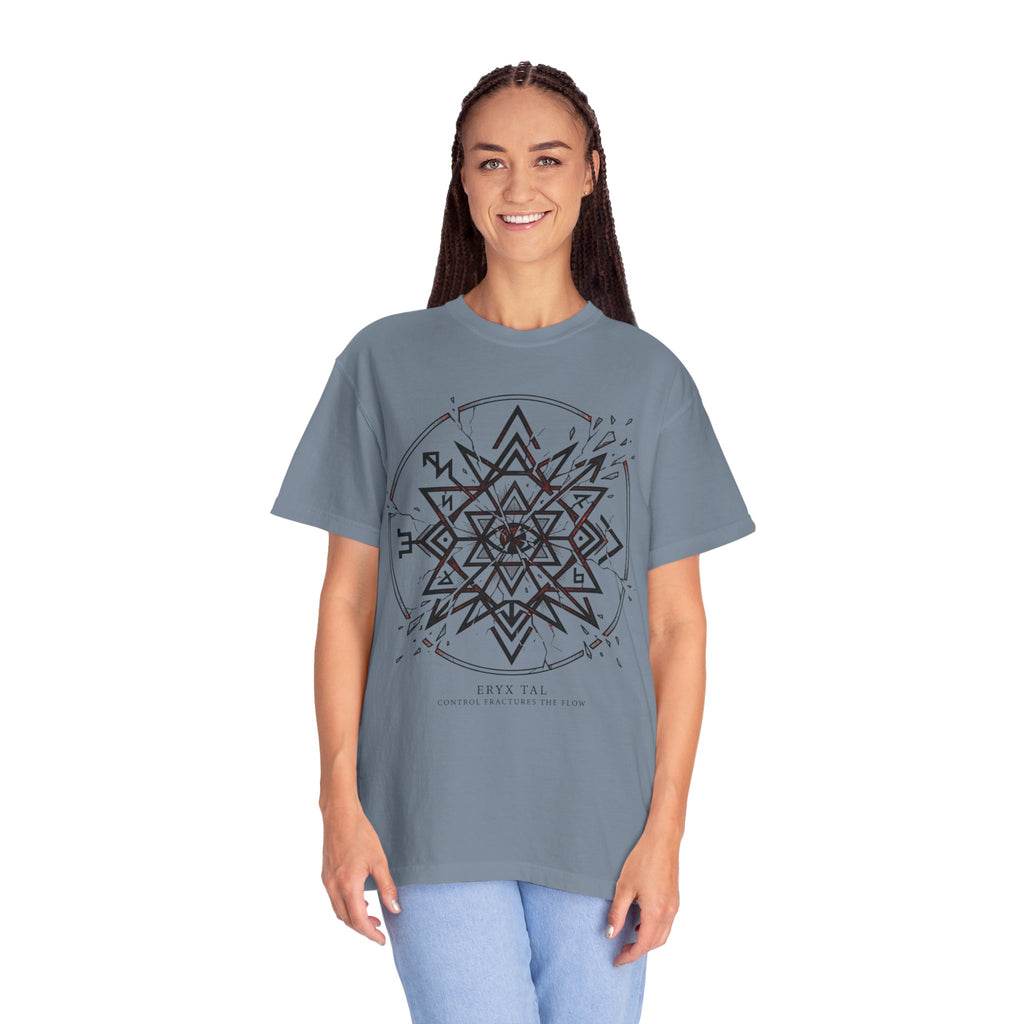 Power Runs Black PRB Eryx Tal Geometric Mandala T-Shirt — Symmetric Star Graphic Tee by Power Runs Black