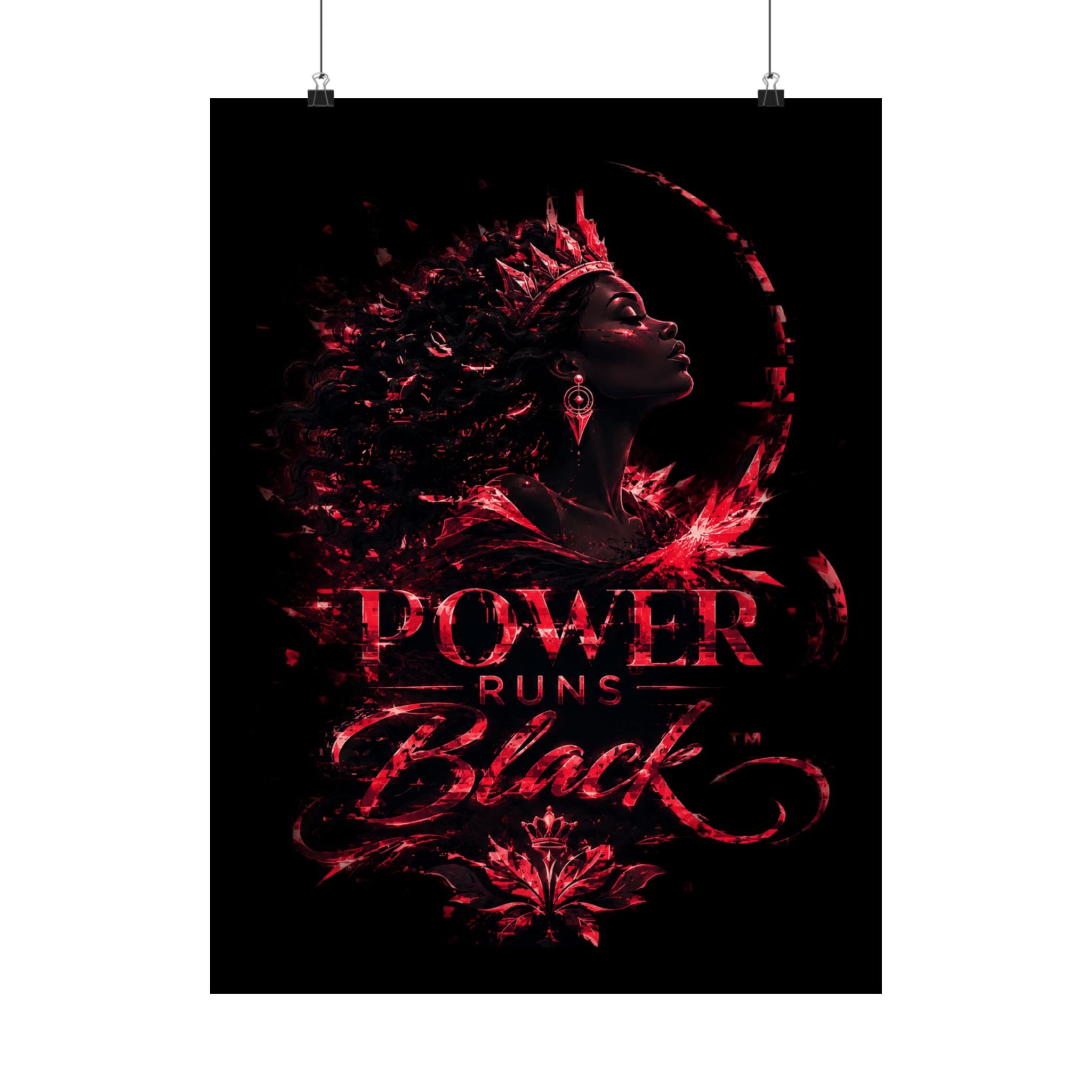 Power Runs Black Matte Poster — Afrocentric Inspirational Wall Art by Power Runs Black