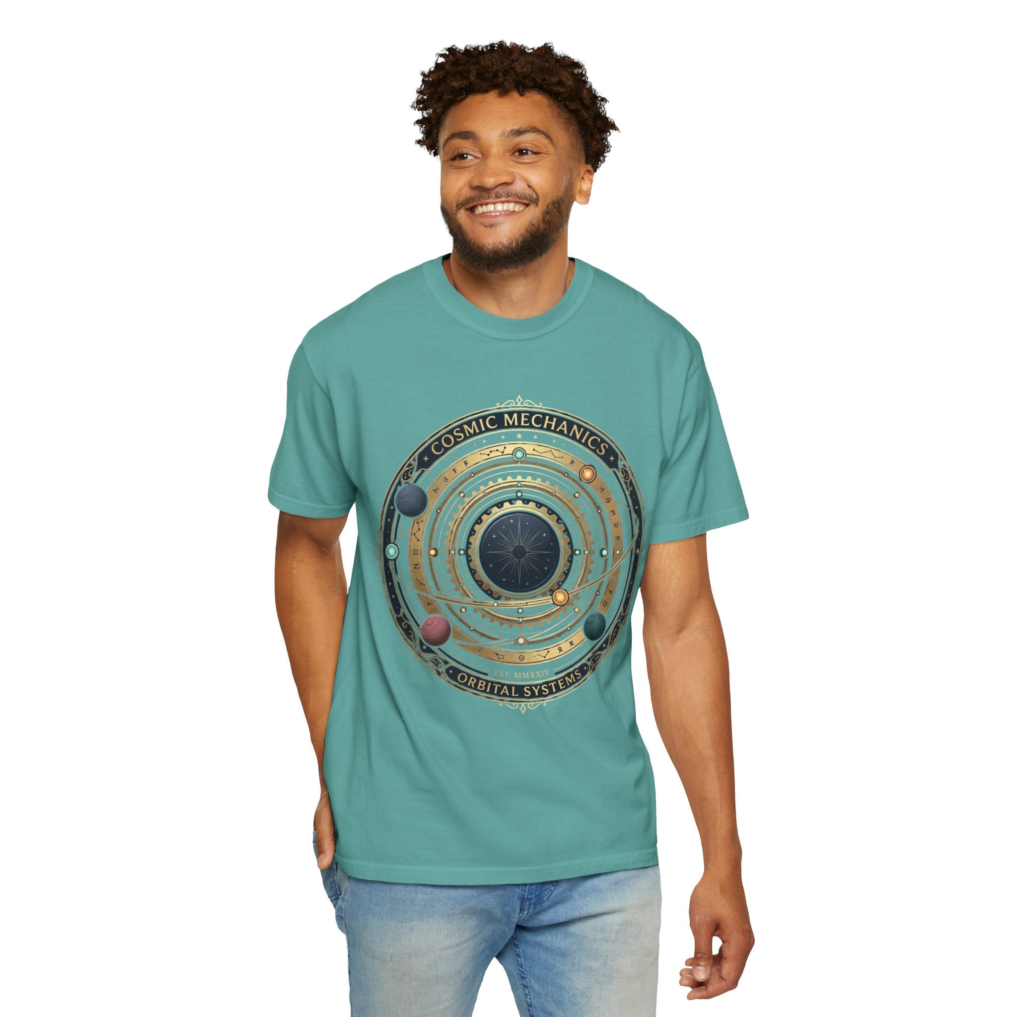 PRB Cosmic Mechanics Solar System Graphic T-Shirt | Planetary Orbit Tee by Printify