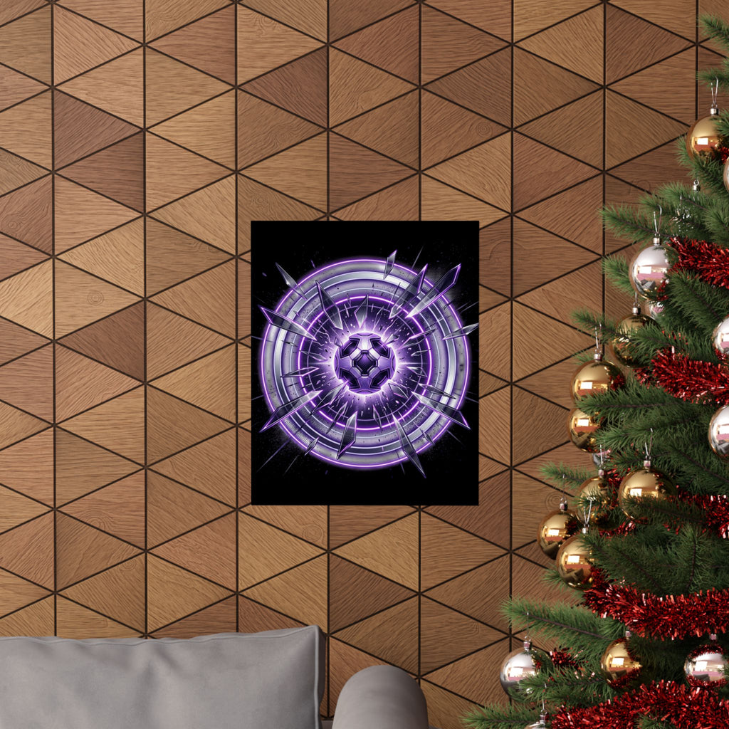 Power Runs Black Purple Energy Shield Matte Poster by Power Runs Black