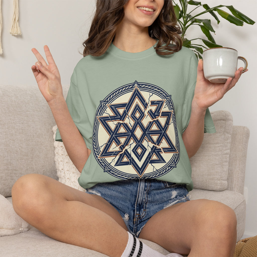 Power Runs Black PRB Geometric Star Mandala T-Shirt — "Control Fractures the Flow" Graphic Tee by Power Runs Black