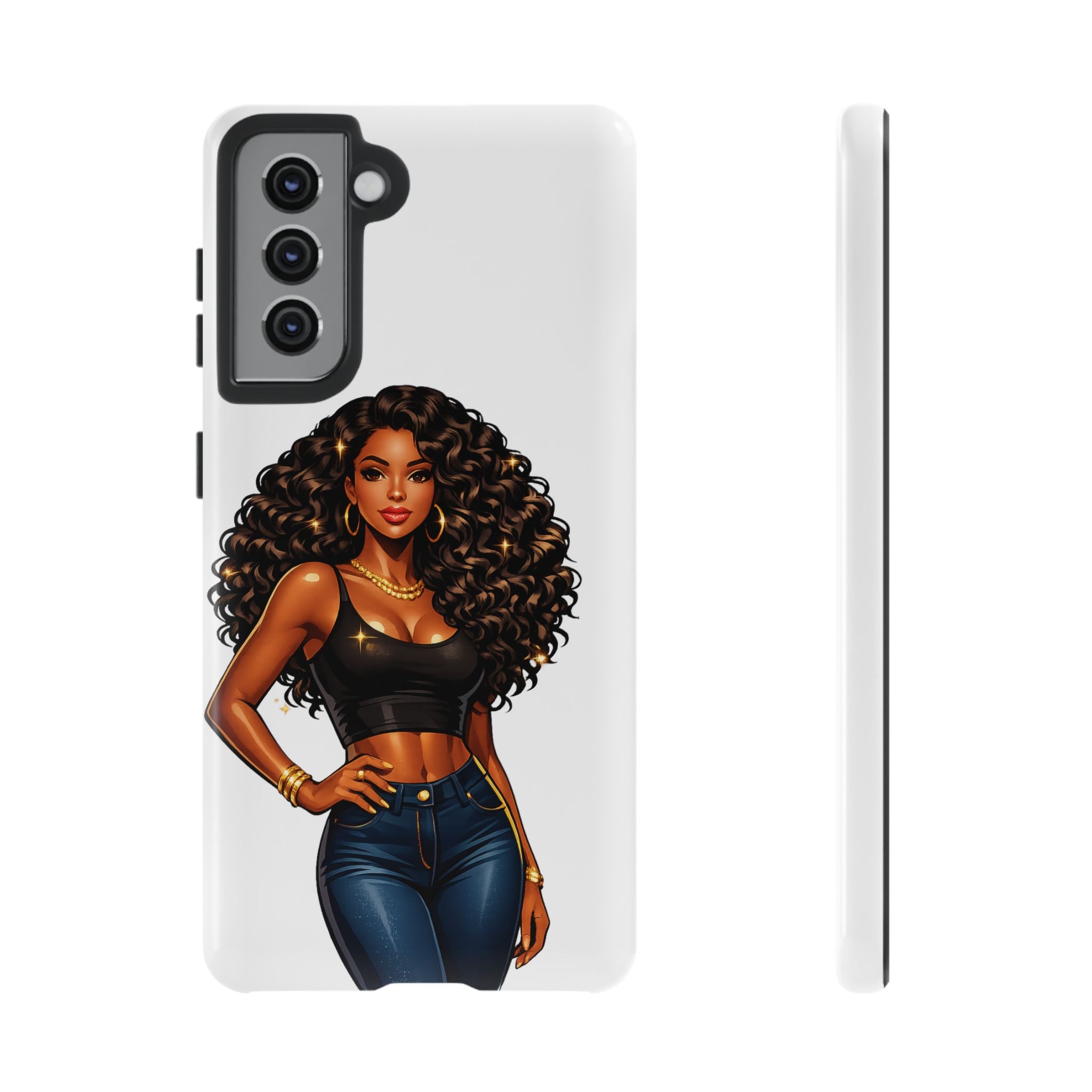 Pretty Rich Bitch by PRB Curly Hair Phone Case by Power Runs Black