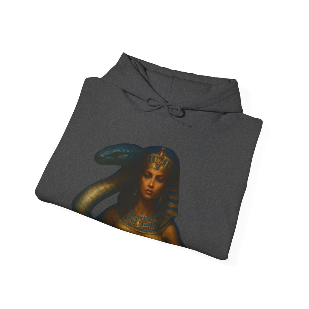 PRB Egyptian Goddess Portrait Hoodie | Serpent Headdress, Ancient Queen Art by Printify