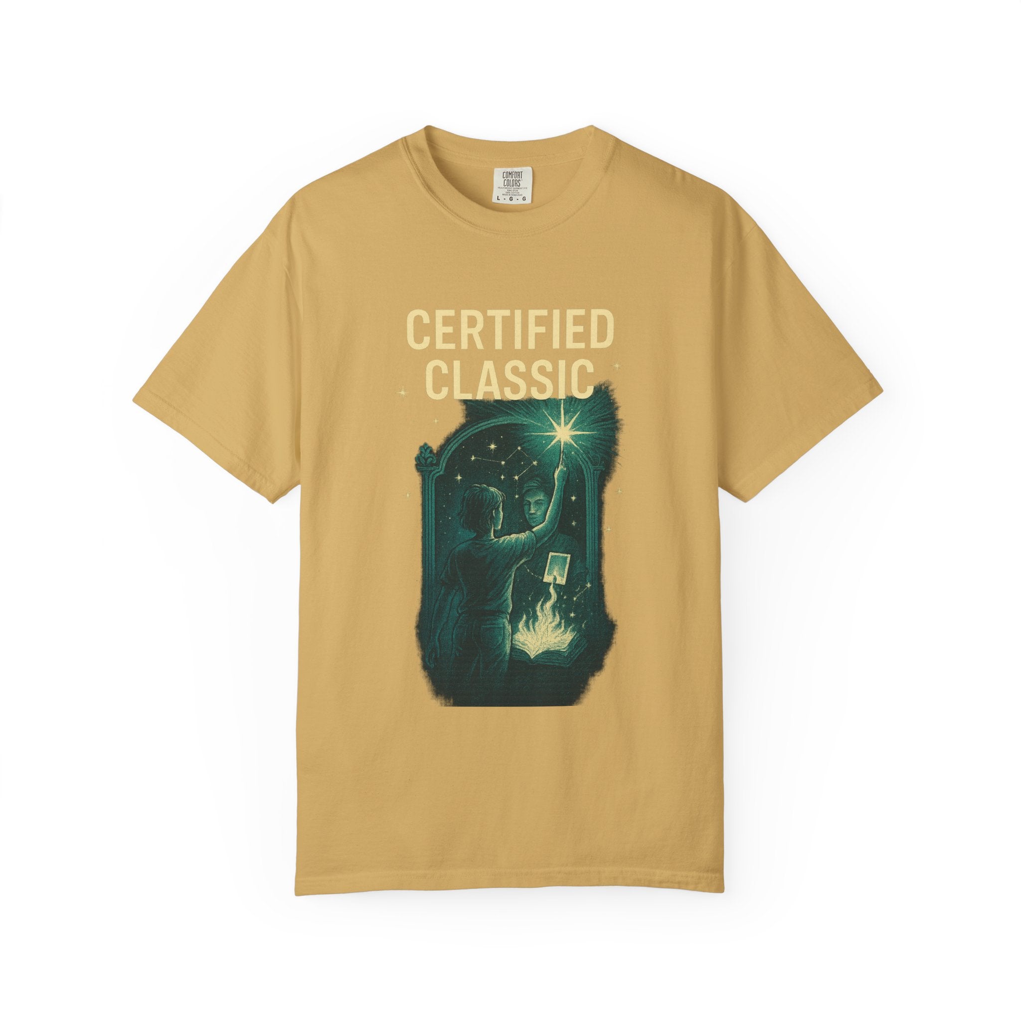 PRB Certified Classic illustration T-shirt | vintage camping, night sky, campfire by Power Runs Black
