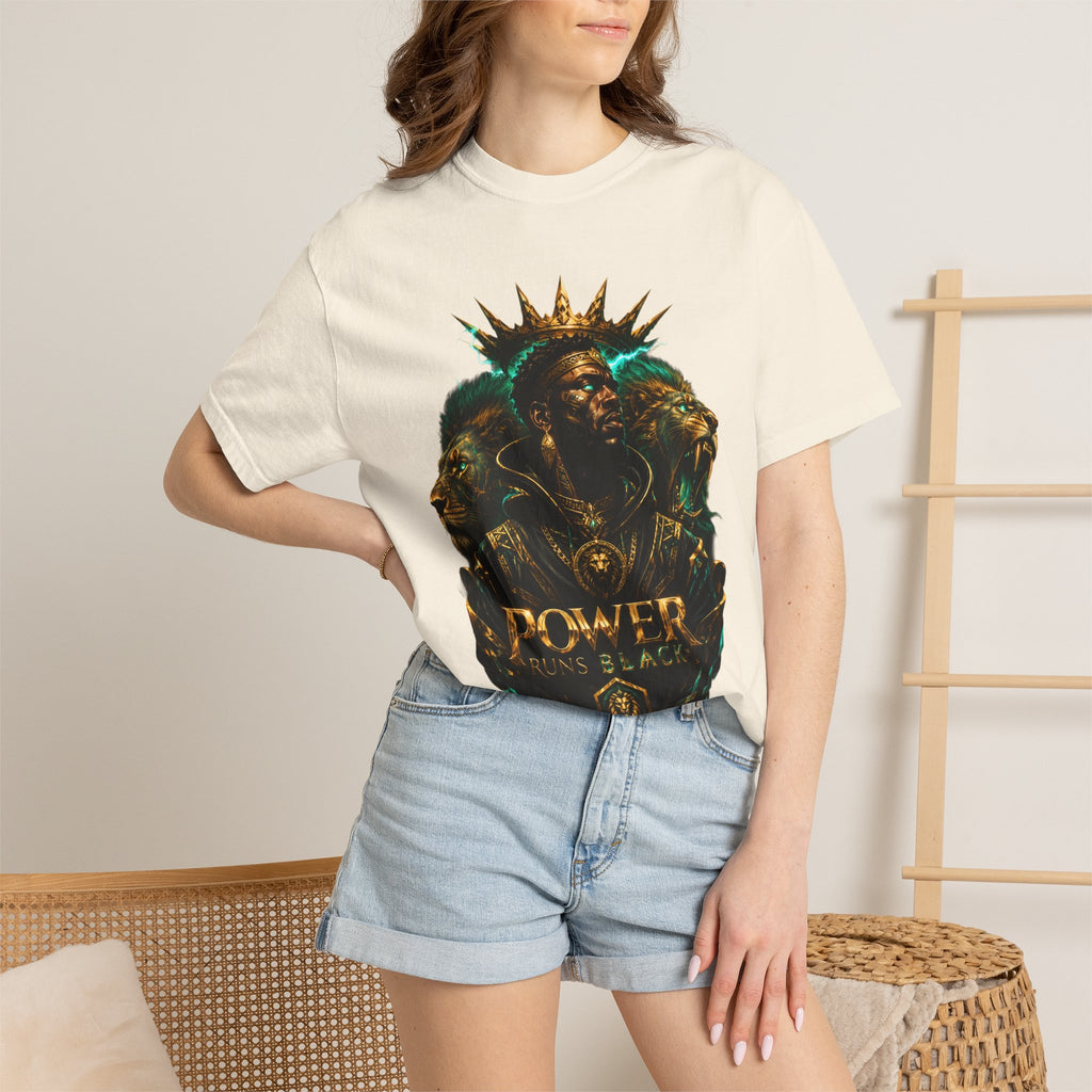 Power Runs Black PRB Green Angel Graphics Tee by Power Runs Black