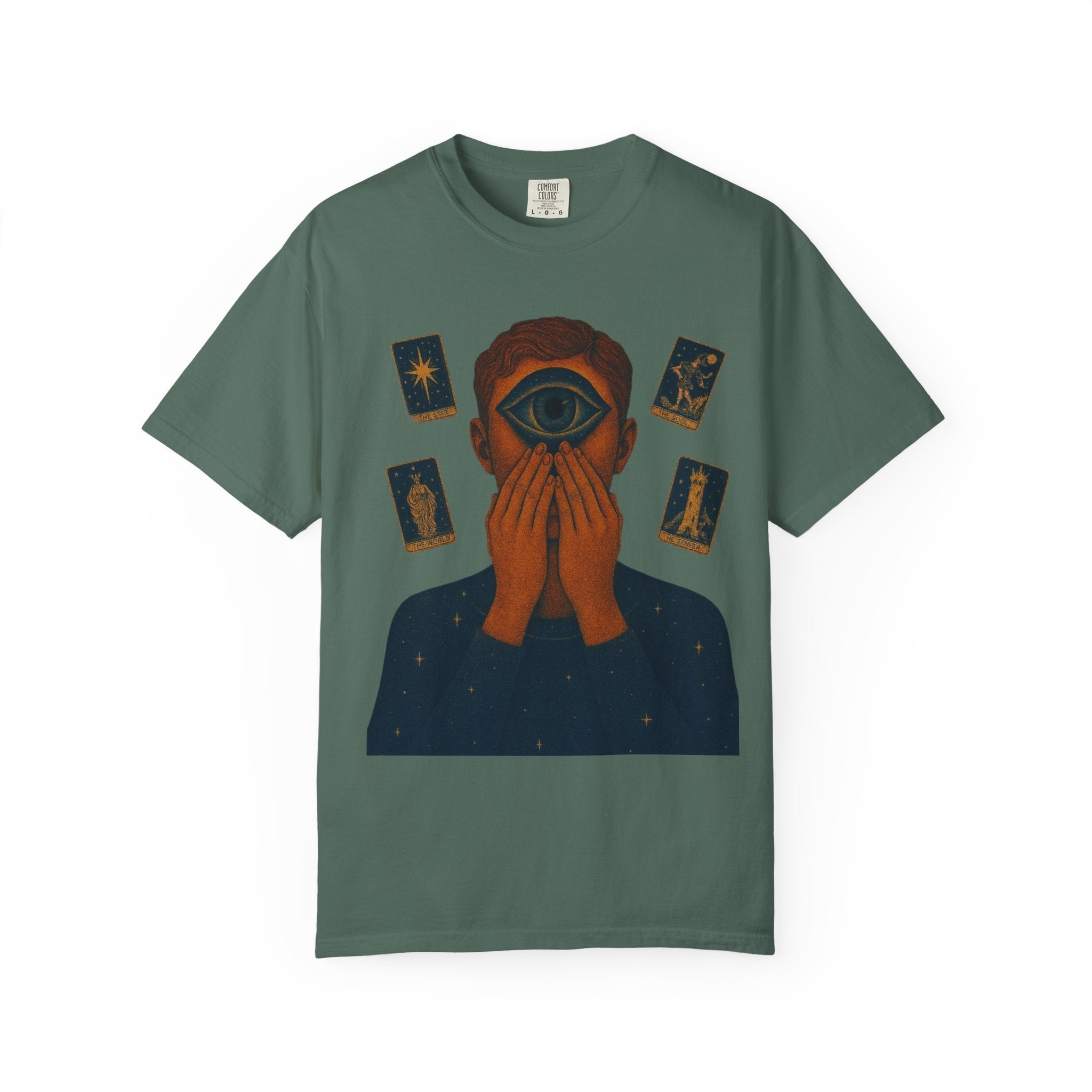 PRB Third Eye Tarot Illustration T-shirt | Occult Mystic Artwork by Power Runs Black