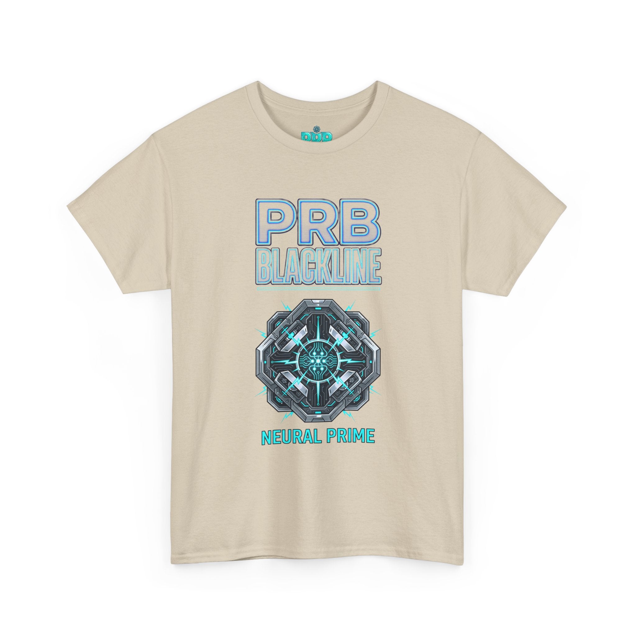 PRB Blackline Neural Prime Tech Tee — Futuristic Sci‑Fi Circuit Graphic T-Shirt by Power Runs Black