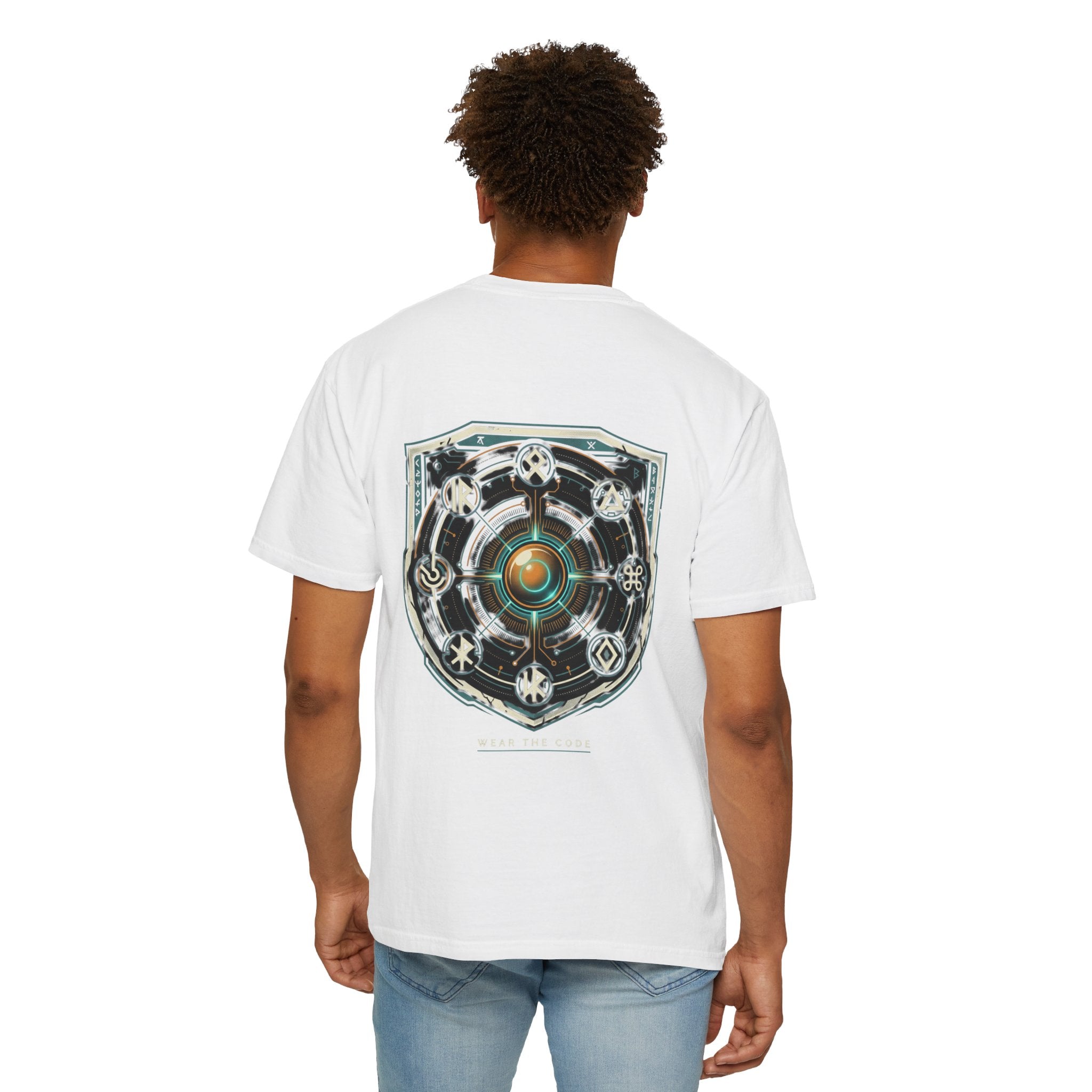 Power Runs Black PRB "Wear The Code" Mystic Shield T-Shirt — Geometric Sigil Graphic Tee by Printify