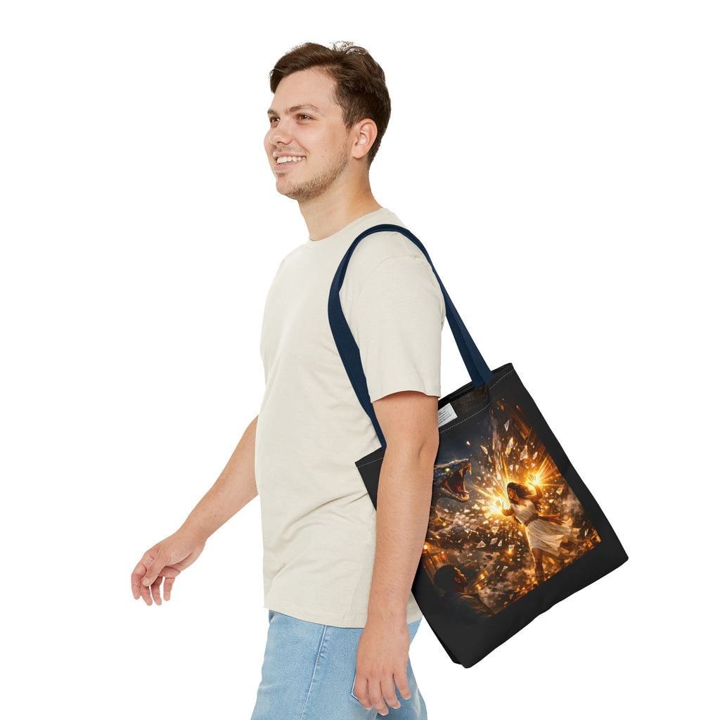 PRB Raging Serpent Burst tote bag | Fantasy serpent explosion art by Printify