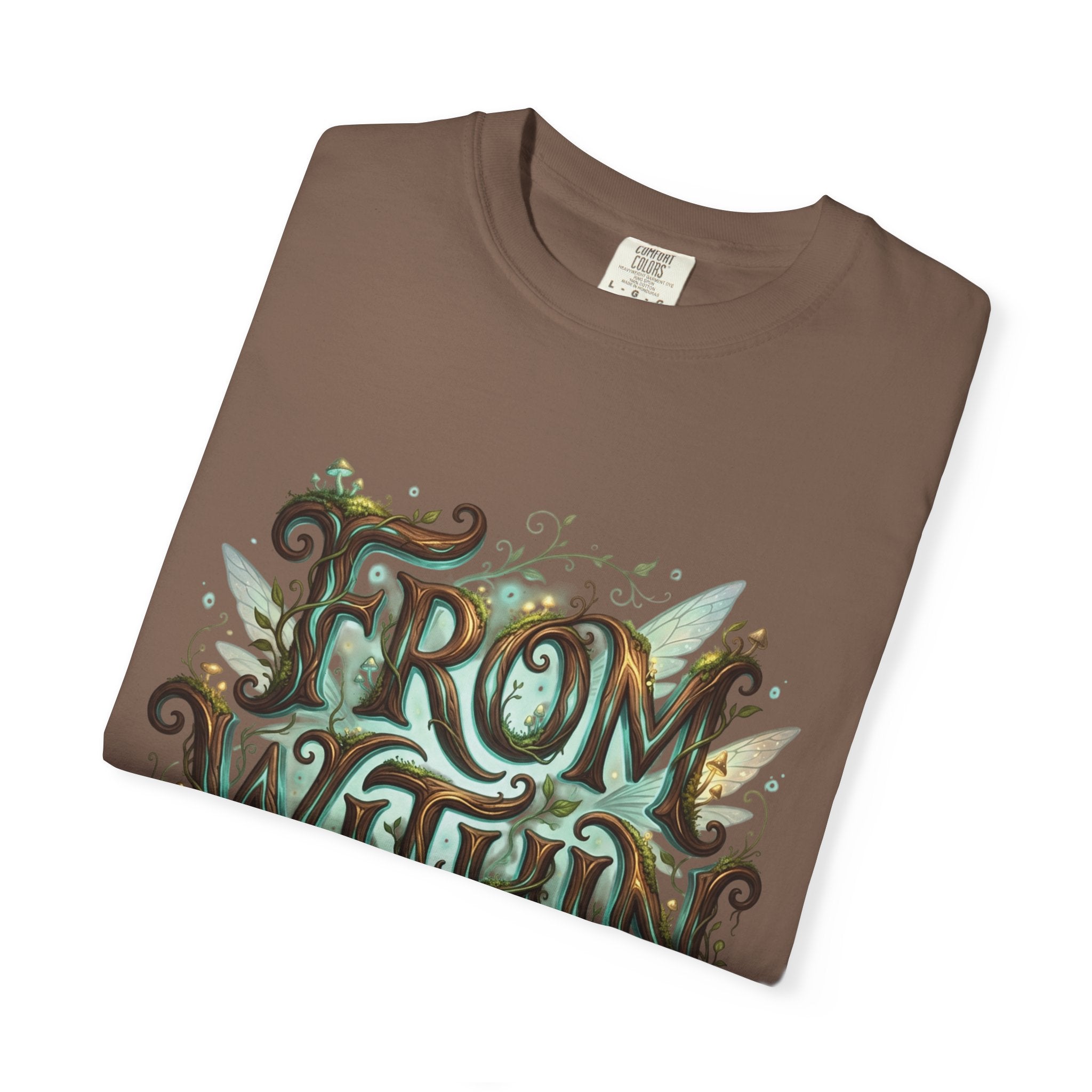 Power Runs Black PRB From Within T-shirt | Nature Typography Forest Illustration by Printify