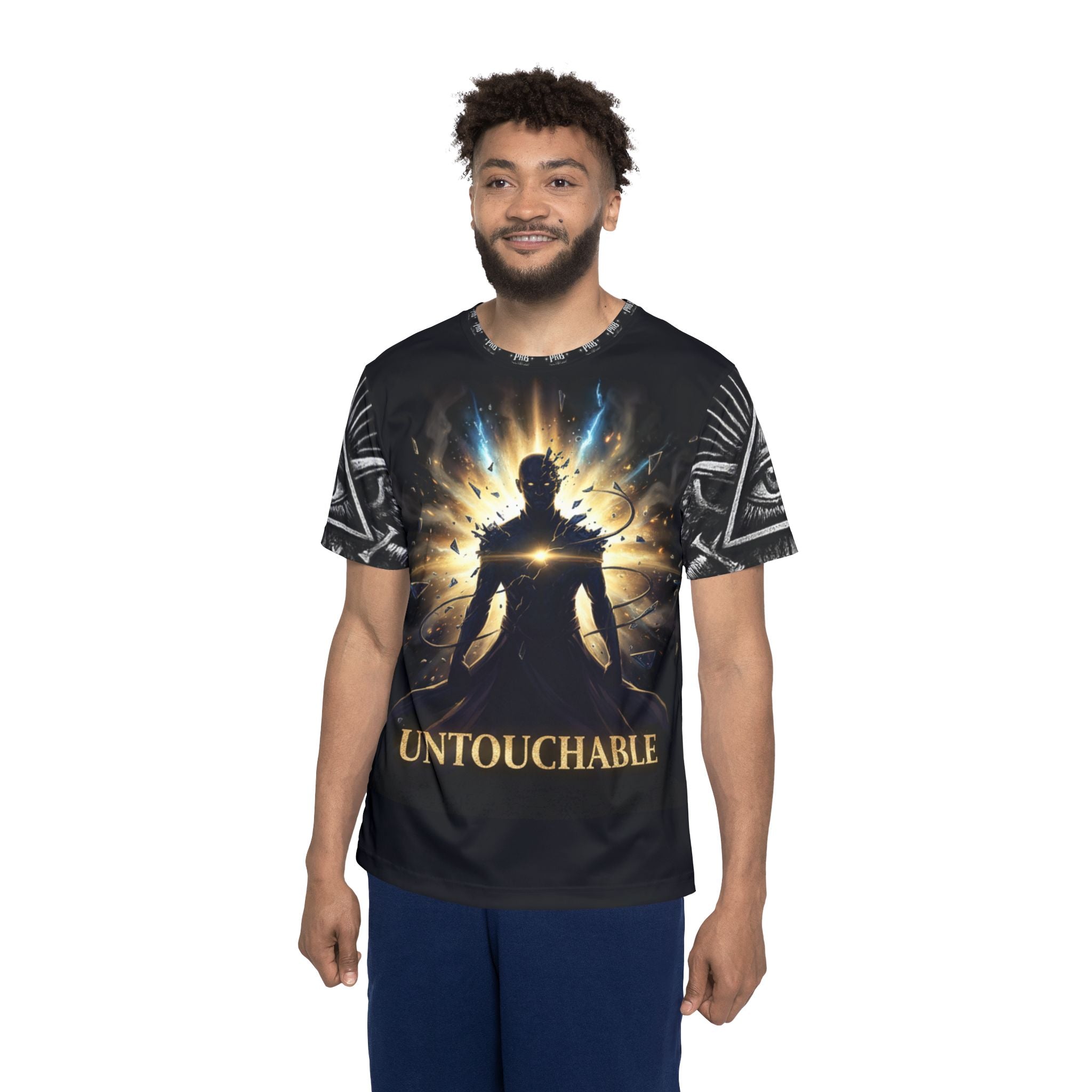 Power Runs Black PRB Untouchable Power Graphic Jersey — Men's All-Over-Print Athletic Tee by Printify