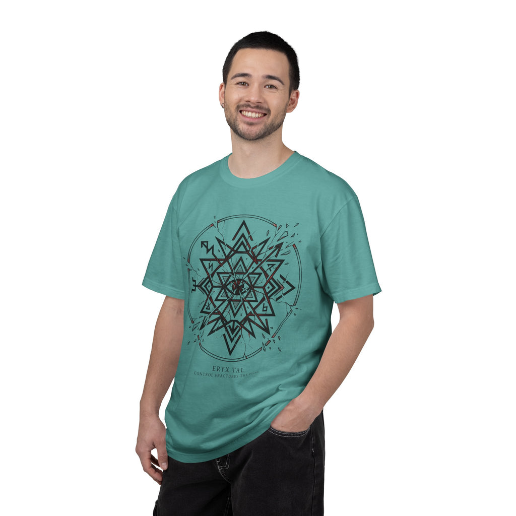 Power Runs Black PRB Eryx Tal Geometric Mandala T-Shirt — Symmetric Star Graphic Tee by Power Runs Black