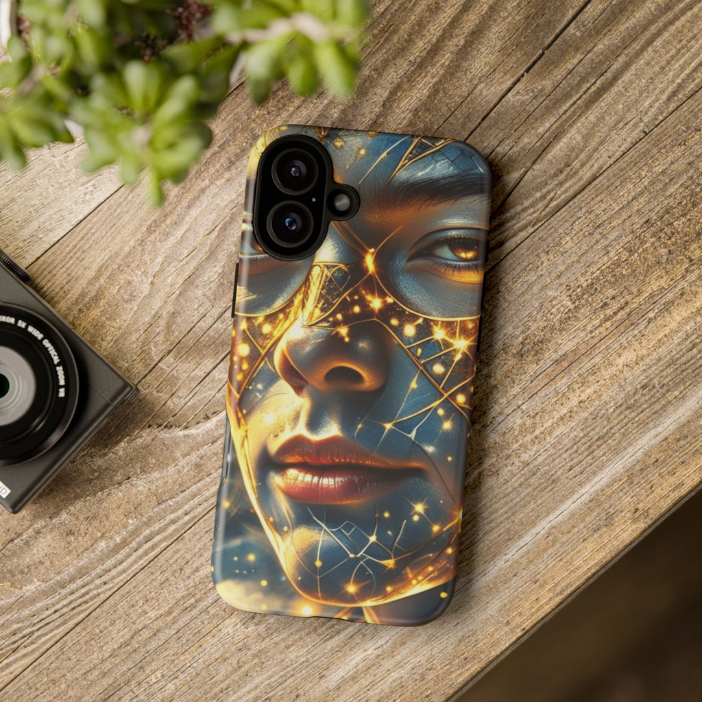 PRB Galactic Portrait Tough Case | Cosmic Face Phone Case, Starry Nebula Design by Power Runs Black