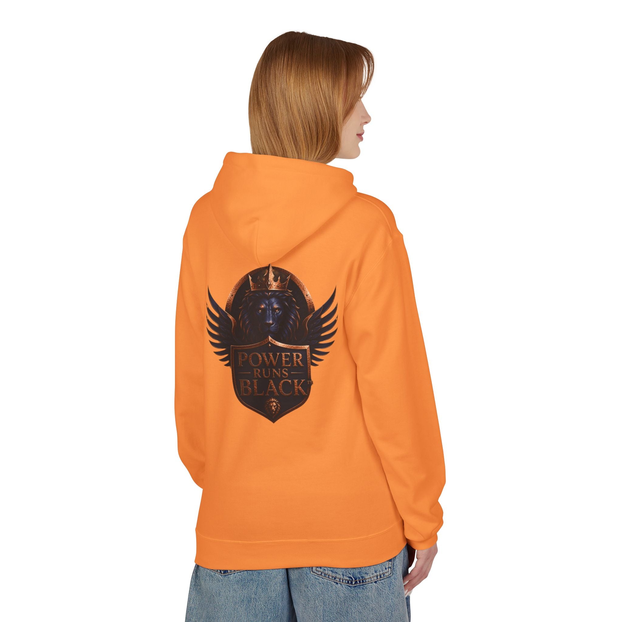 Power Runs Black crest hoodie | medieval shield with lions and wings by Power Runs Black