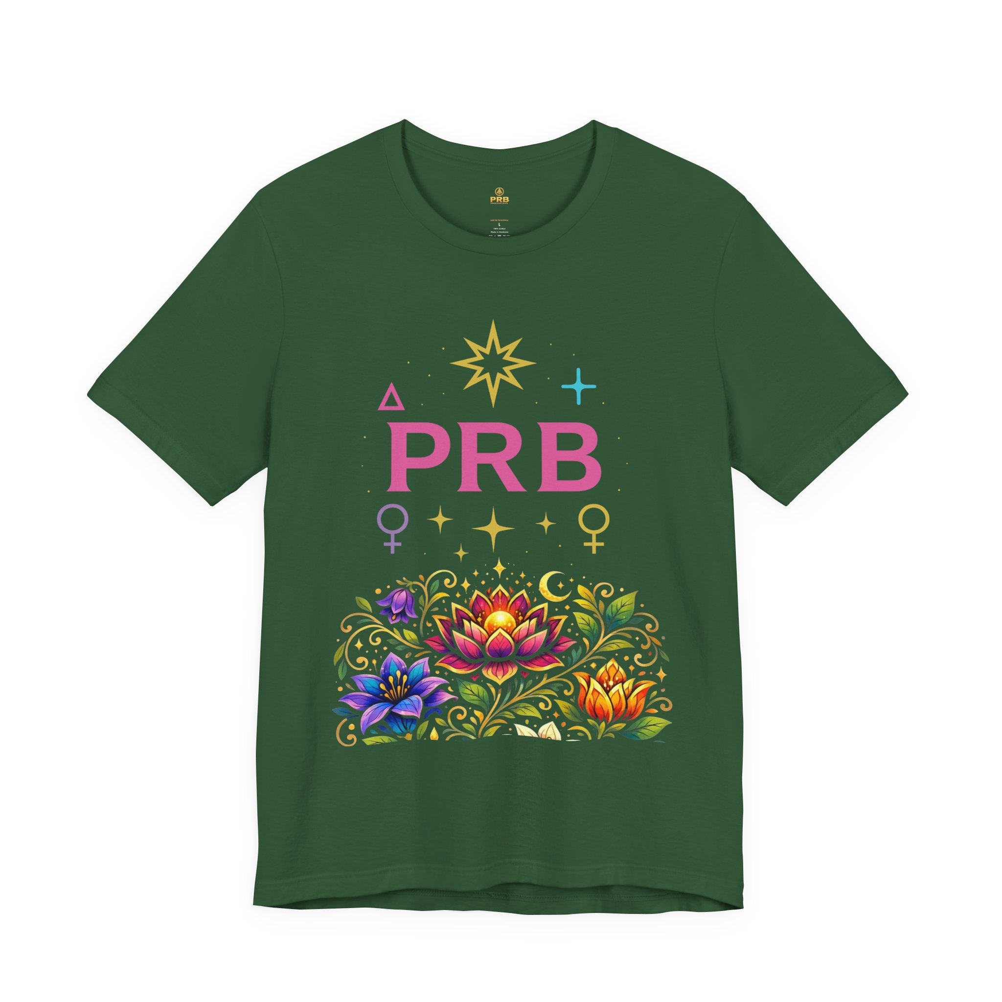 Pretty Rich Bitch The Collection by PRB Floral Lotus T‑Shirt — Colorful Spiritual Symbol Tee by Power Runs Black
