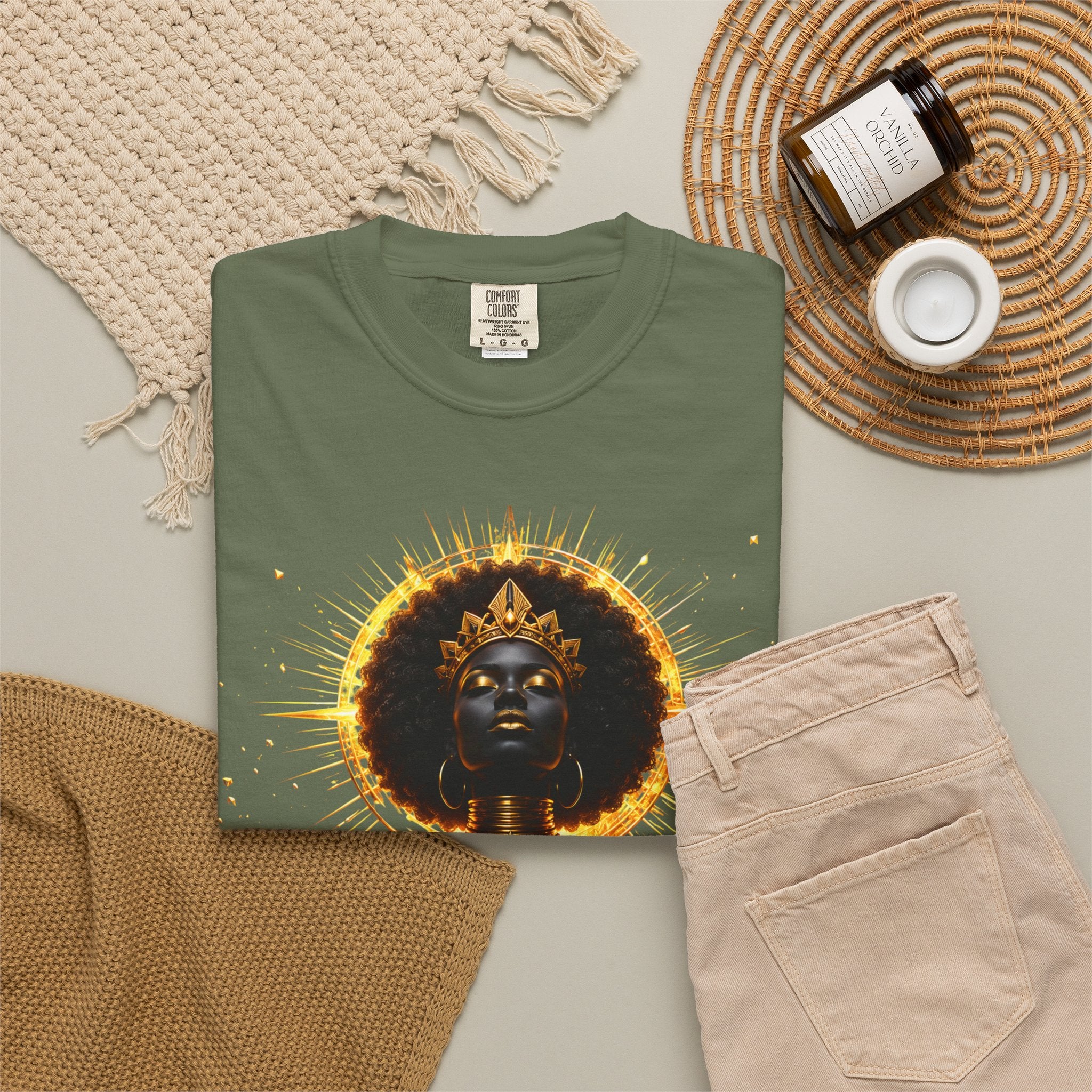 Power Runs Black goddess illustration T-Shirt | Afrocentric black pride design by Power Runs Black