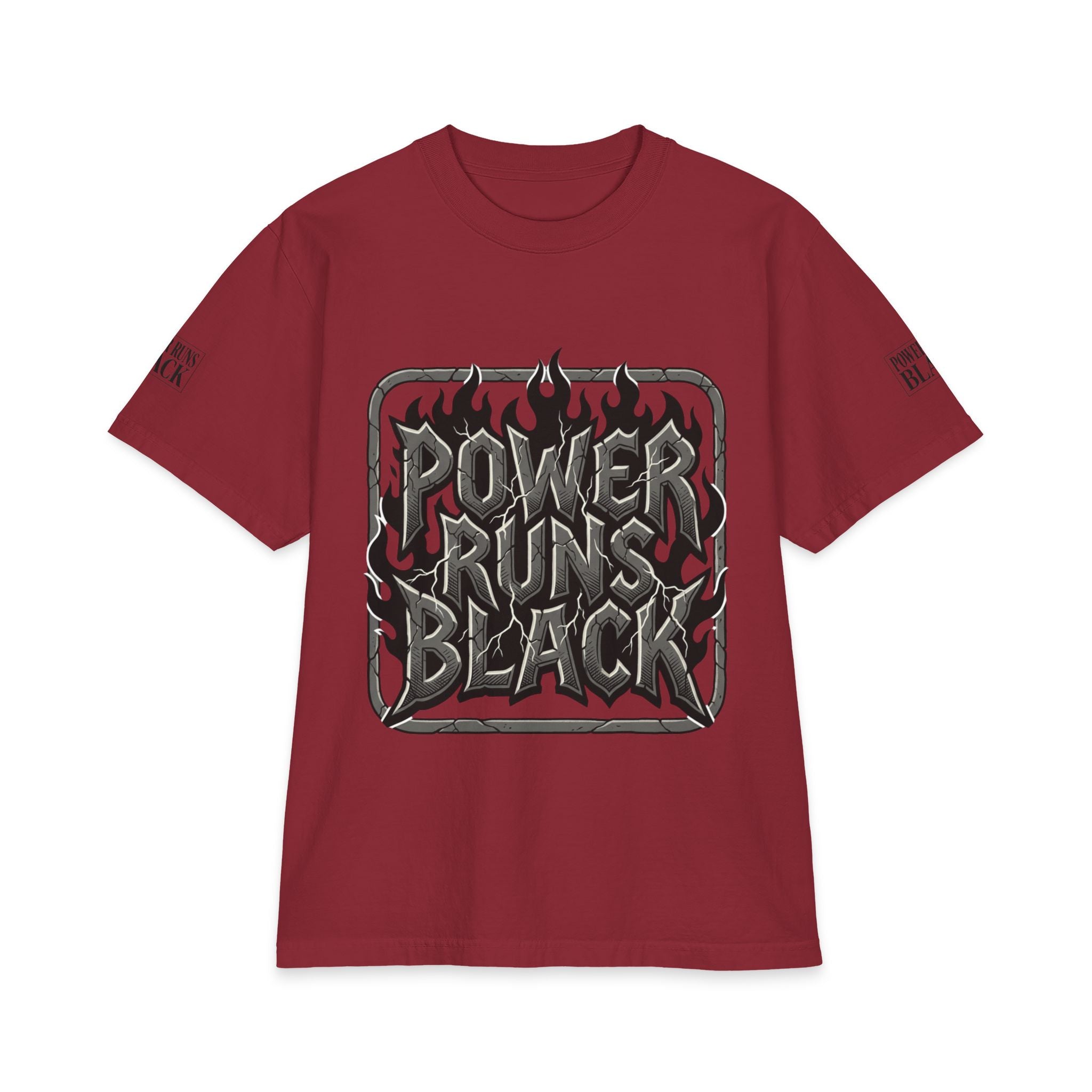Power Runs Black Graphic T-Shirt — Bold Monochrome Streetwear by Printify