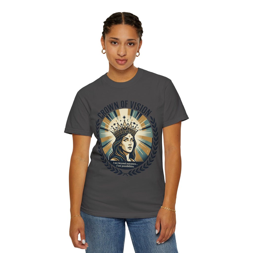 Power Runs Black Crown of Vision T-Shirt — Vintage Inspirational Graphic Tee by Printify