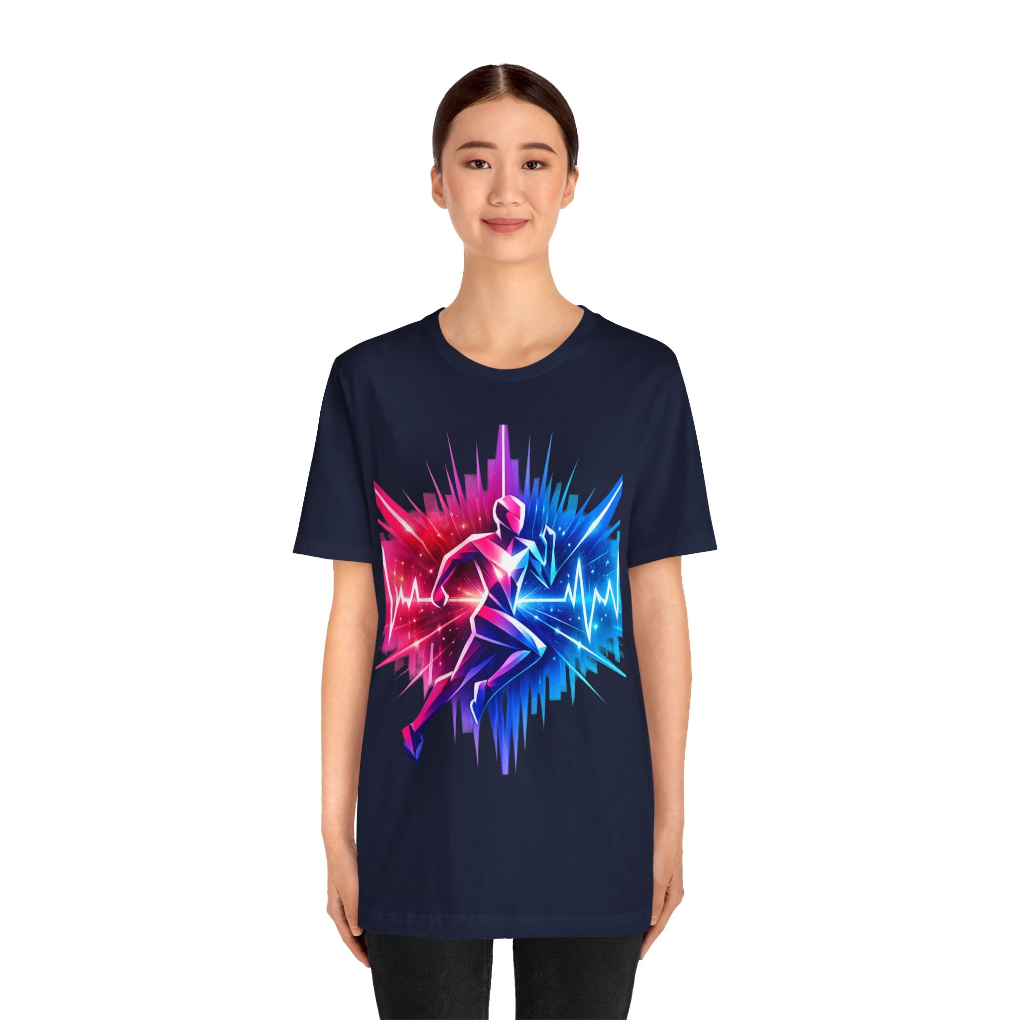 Power Runs Black PRB Running Pulse Graphic Tee — Neon Runner Heartbeat Sports T‑Shirt by Power Runs Black