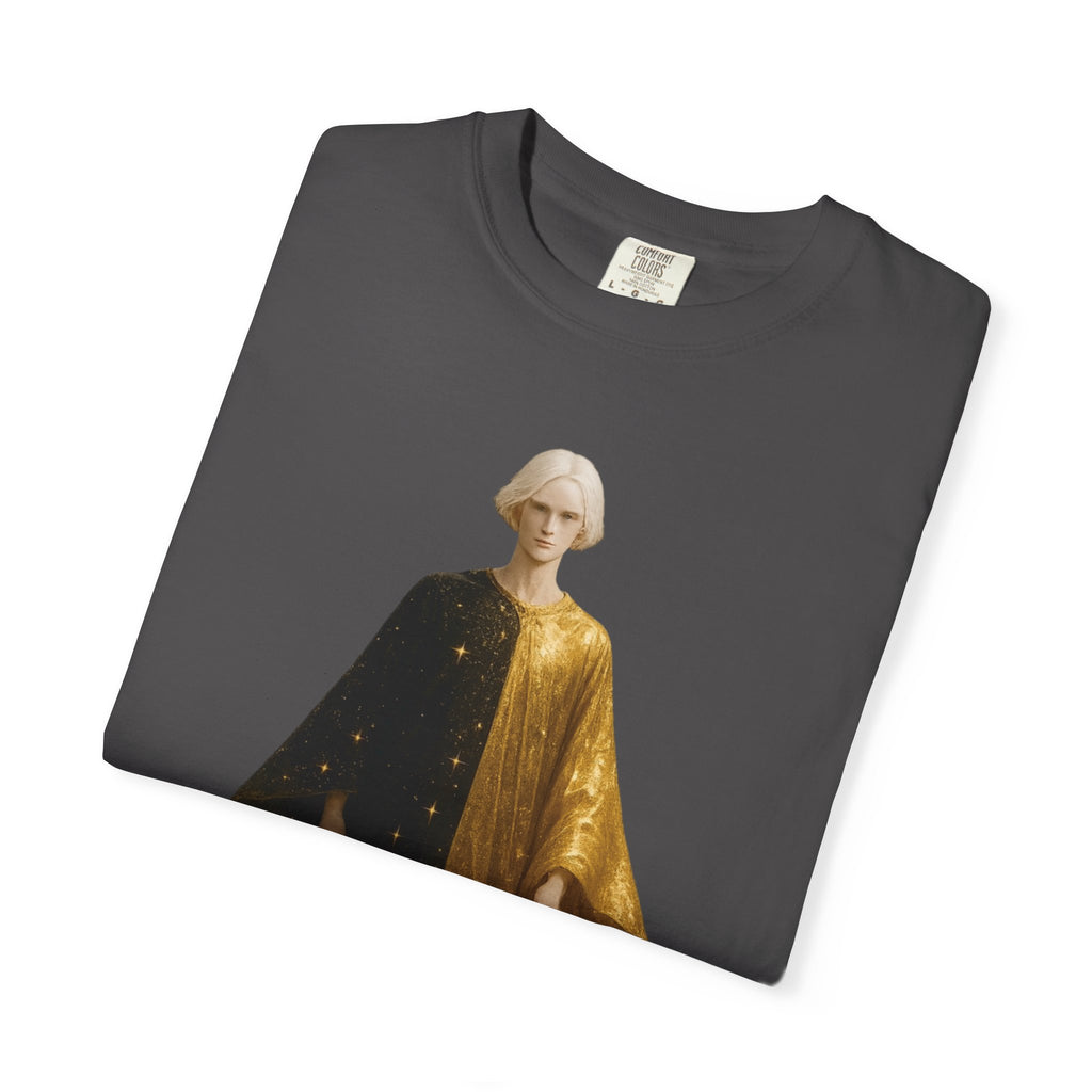 Power Runs Black PRB Twelfth Golden Cloak Figure T-Shirt | Surreal Angelic Portrait by Power Runs Black