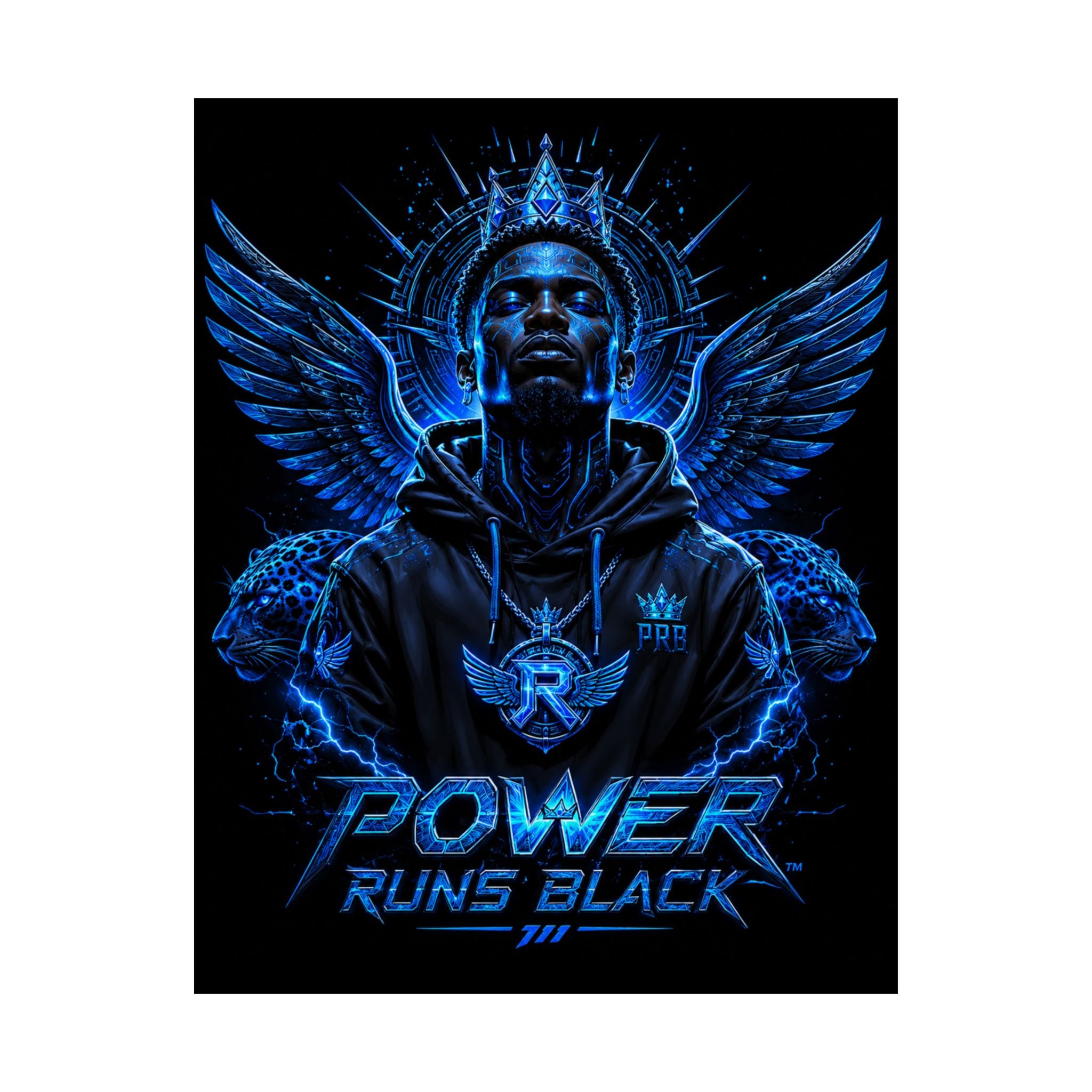 Power Runs Black Matte Poster — Urban Angel Portrait Wall Art by Power Runs Black
