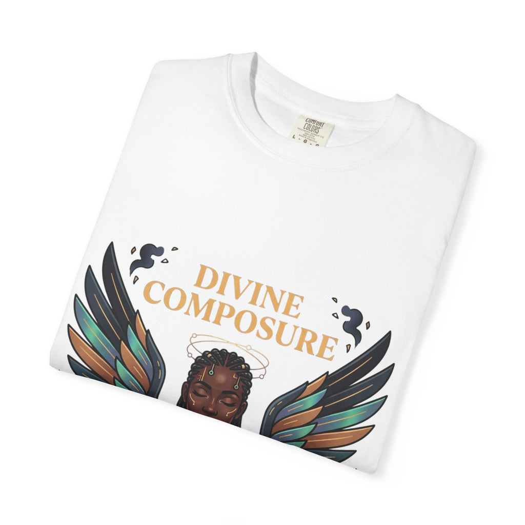 Power Runs Black Divine Composure T-Shirt — Angel Wing Graphic Tee by Printify